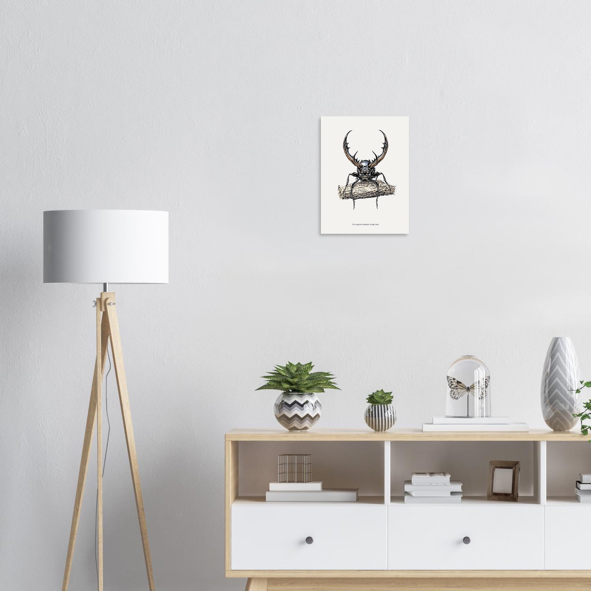 Stag Beetle Oak Log British Insect Art A1 UK Art Wall Art Art Print Poster Wall — Art Print | Wild Thread Co UK