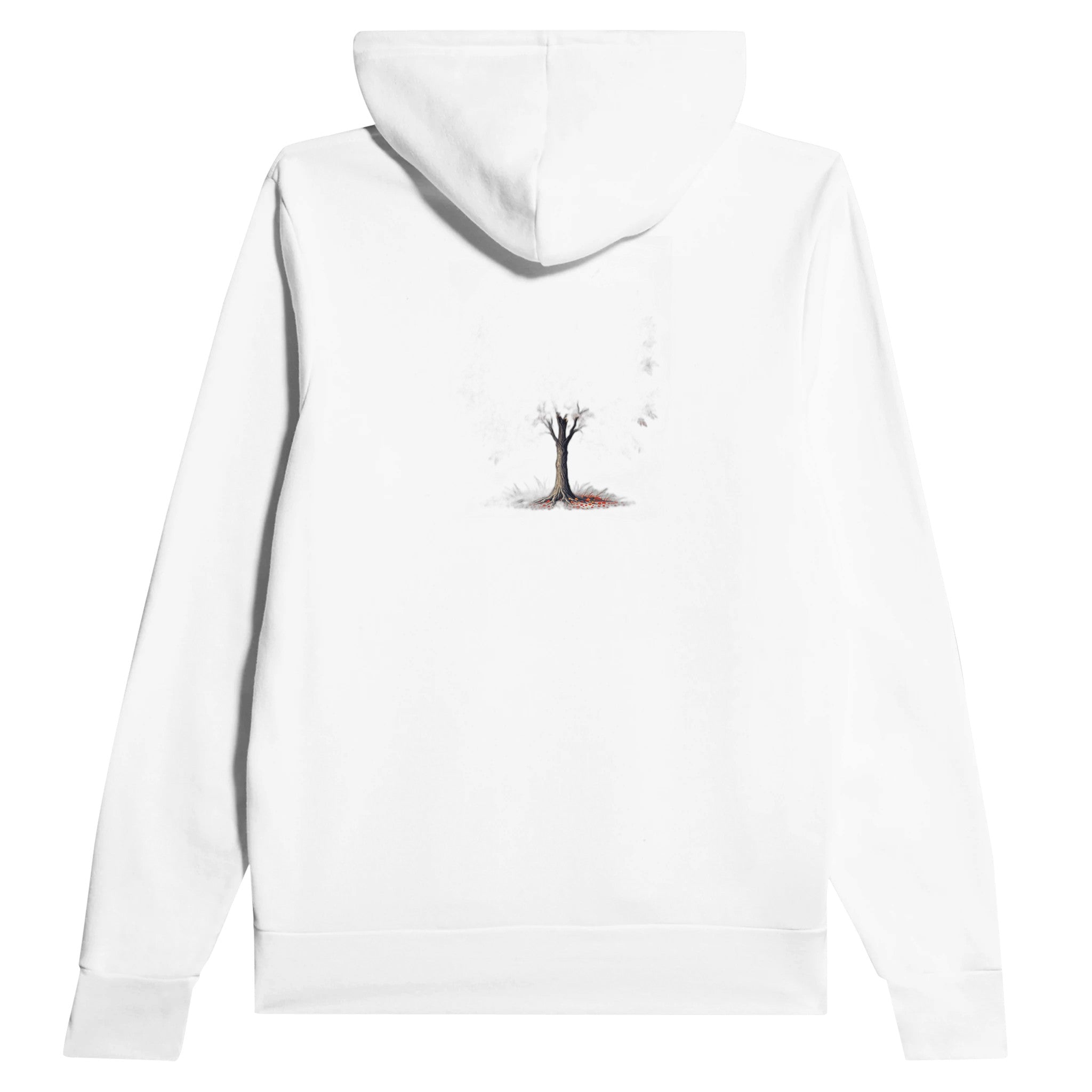 Rowan Red Berry Autumn Fieldfares Hoodie Pullover Unisex Cotton UK Hoodie — detail view | Wild Thread Co