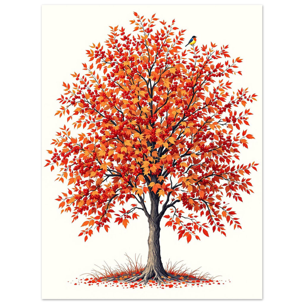 Rowan Berry Tree Art Wall Art UK Art Art Print Art Print — detail view | Wild Thread Co