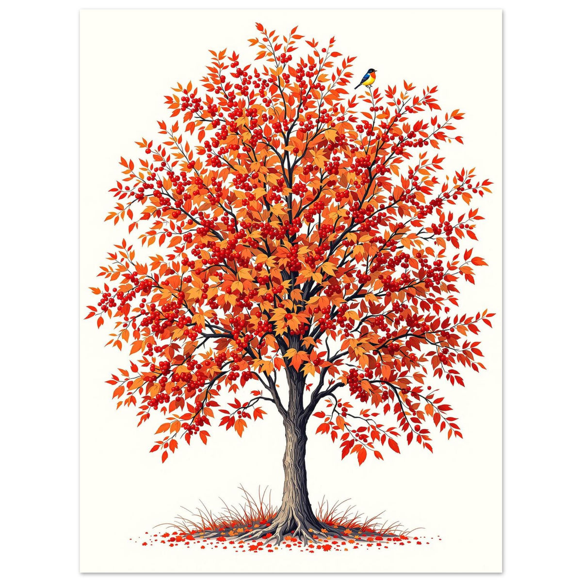 Rowan Berry Tree Art Wall Art UK Art Art Print Art Print — detail view | Wild Thread Co