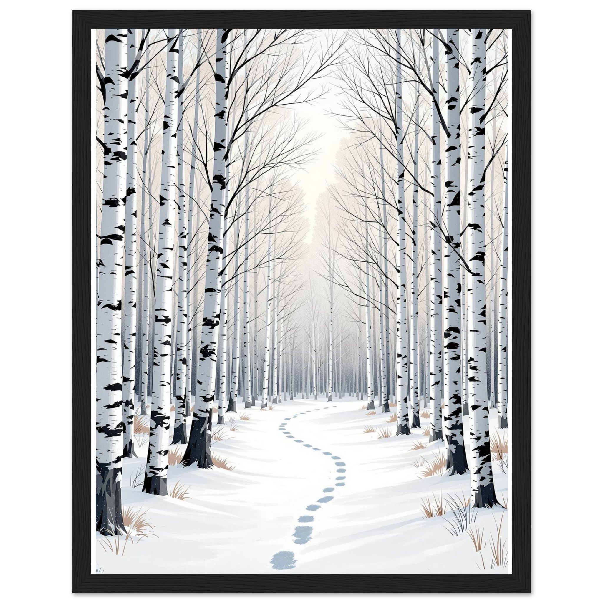 Silver Birch Winter Light Woodland Framed Print Wall Art Ready to — Framed Art Print | Wild Thread Co UK