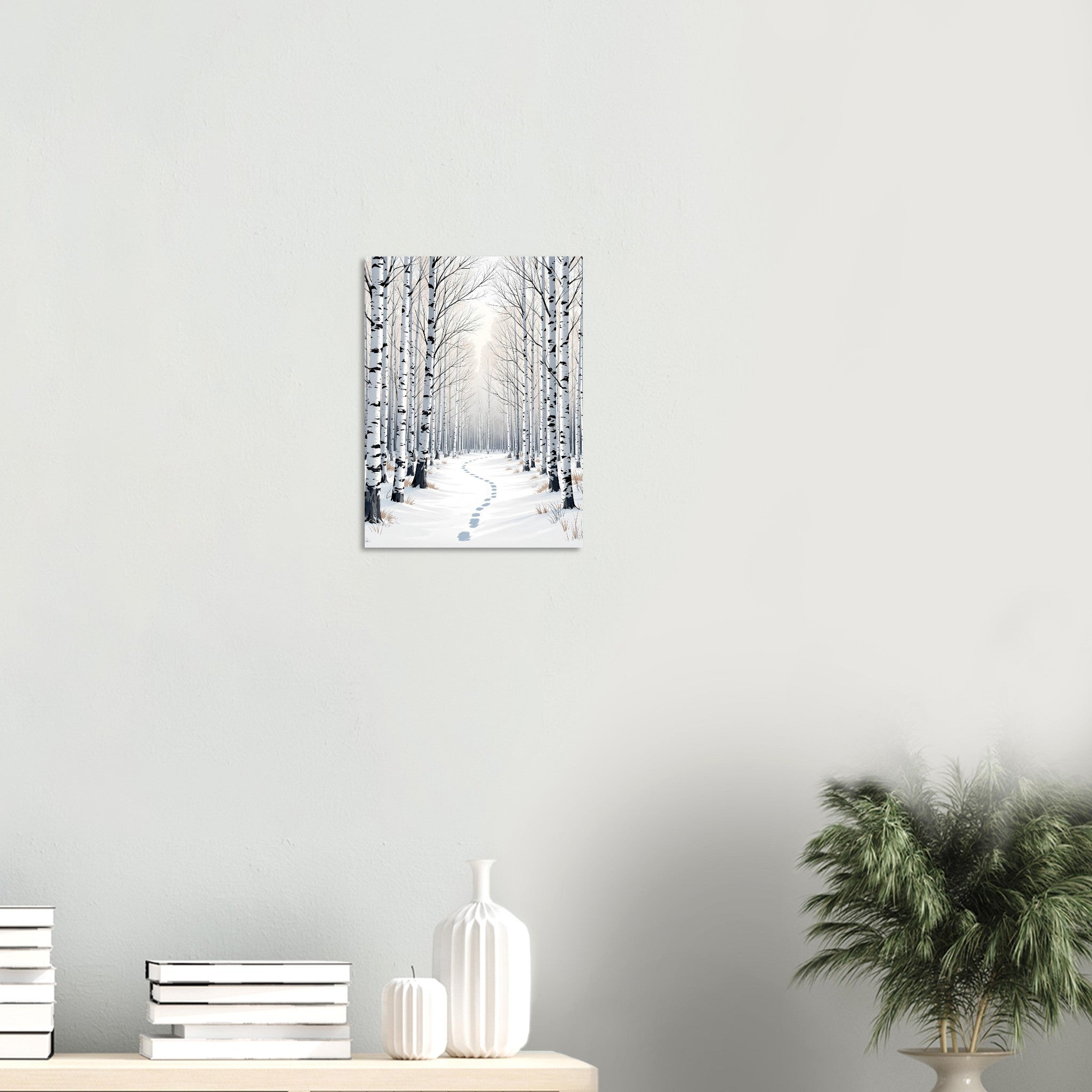 Silver Birch Winter Light Woodland A1 Art Wall Art UK Gift Art Art Print Poster Art Print — detail view | Wild Thread Co