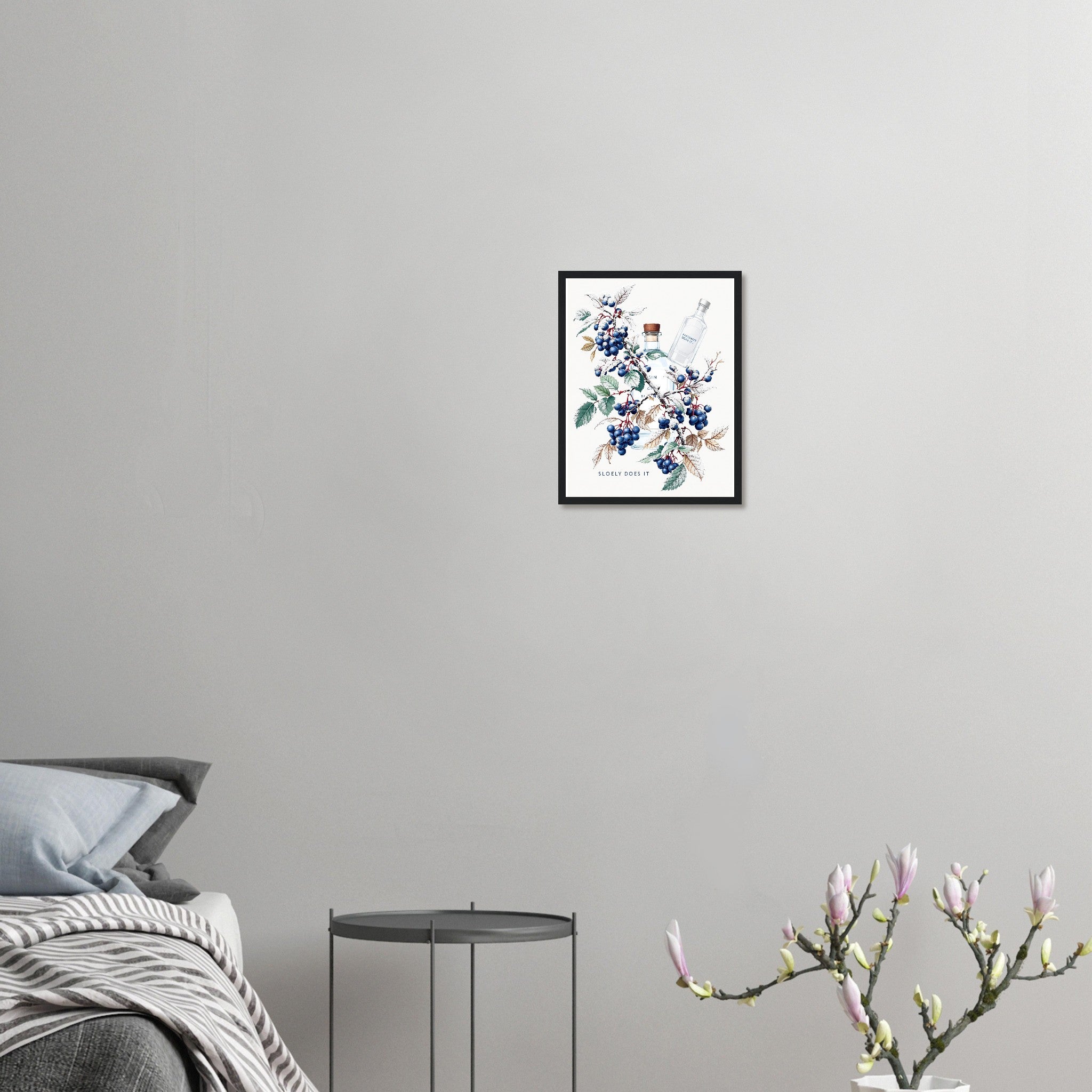 Sloe Berry Blackthorn Frost Gin Framed Print Wall Art Ready to Hang Framed Art Print — detail view | Wild Thread Co