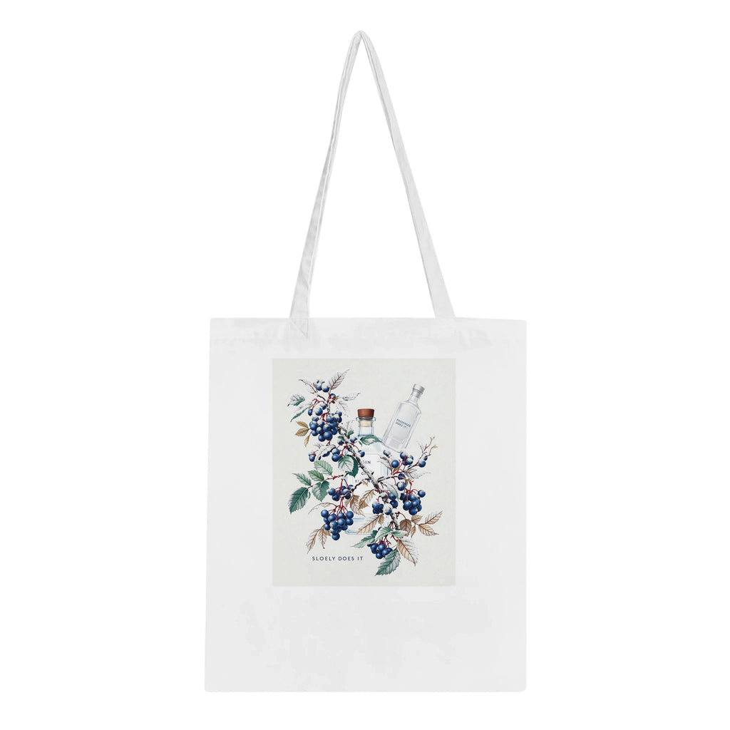 Sloe Berry Blackthorn Frost Gin Cotton Shopper UK Tote Bag — detail view | Wild Thread Co