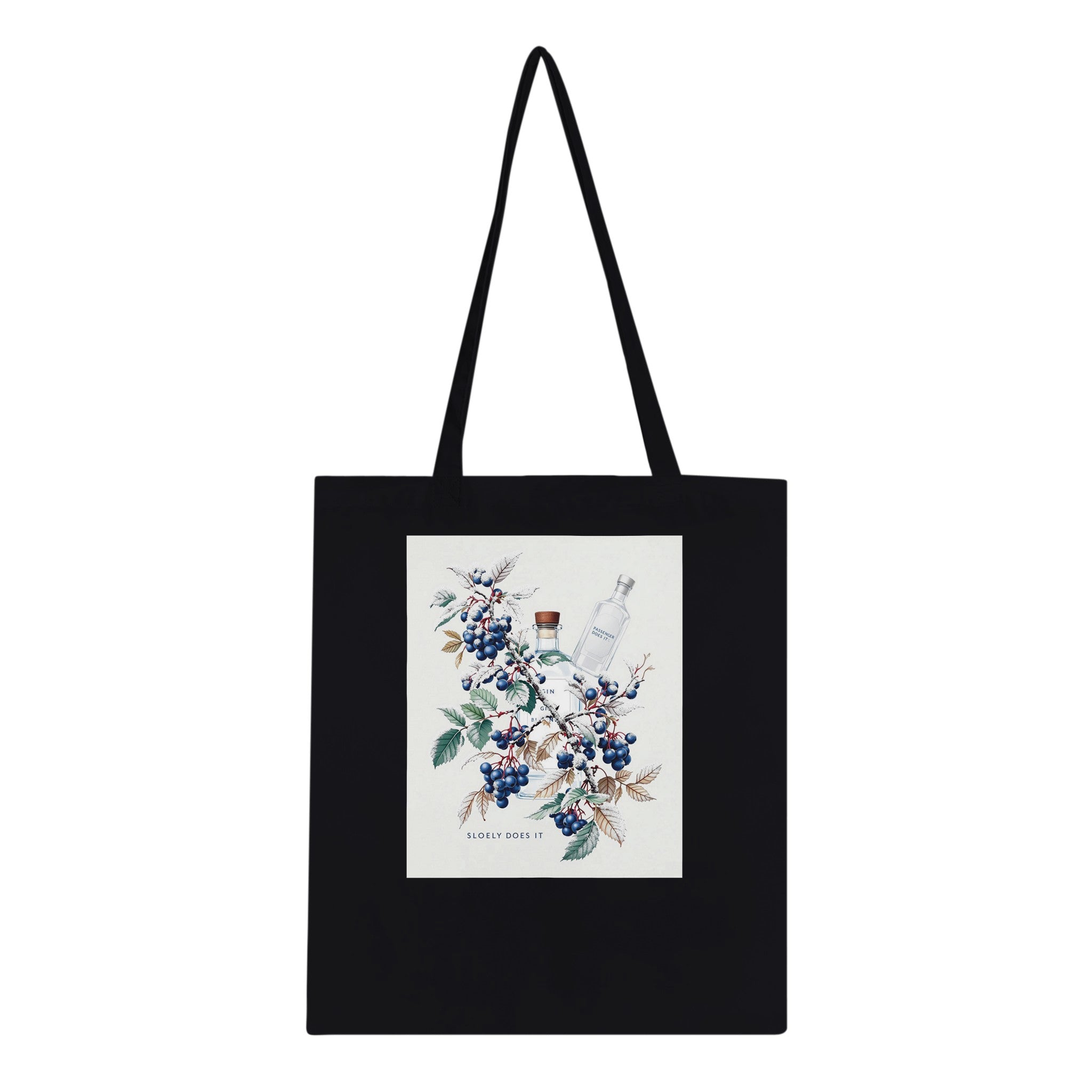 Sloe Berry Blackthorn Frost Gin Cotton Shopper UK Tote Bag — detail view | Wild Thread Co