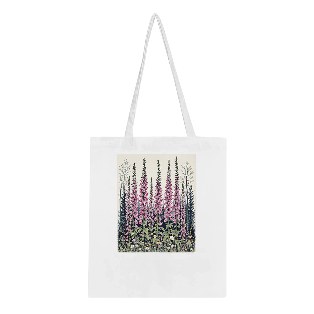 Foxglove Woodland Clearing Bees Cotton Shopper UK Tote Bag — detail view | Wild Thread Co