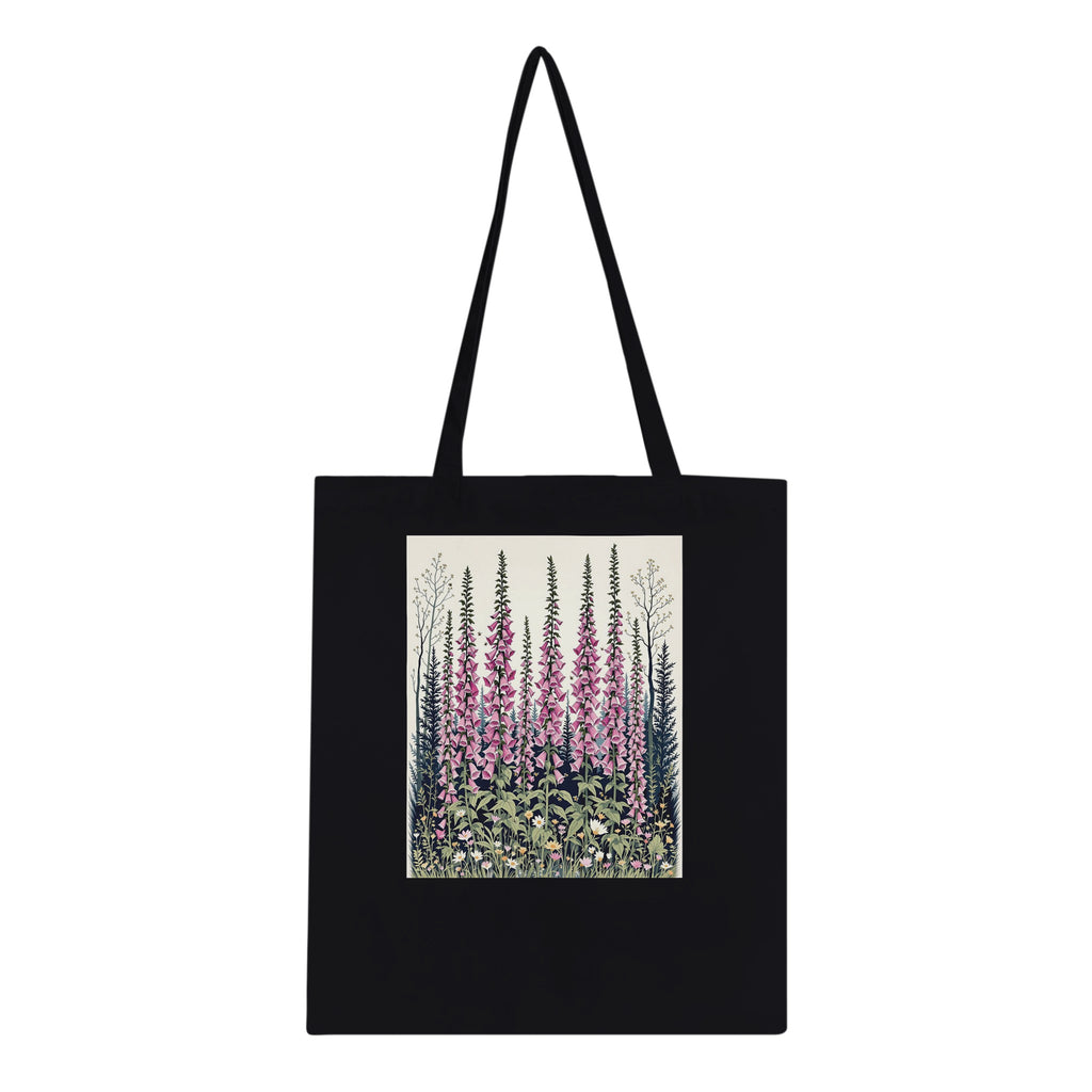 Foxglove Woodland Clearing Bees Cotton Shopper UK Tote Bag — detail view | Wild Thread Co