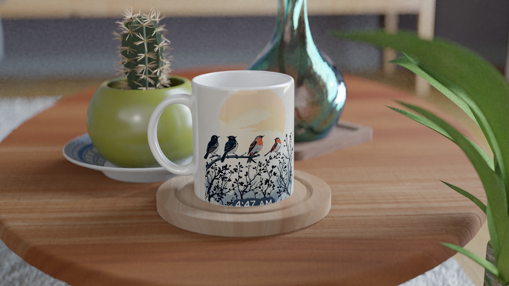 Dawn Chorus Pre-dawn Birds Coffee Tea Ceramic 11oz Mug — detail view | Wild Thread Co