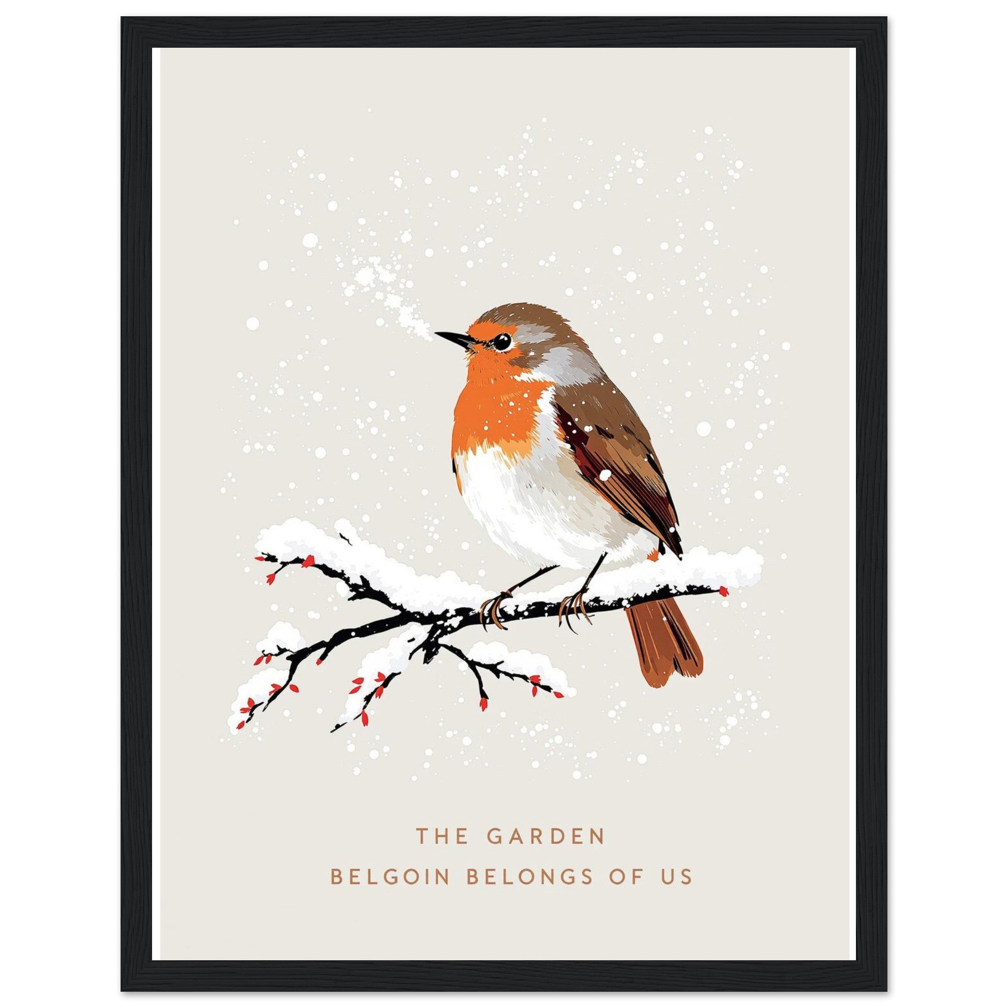Winter Robin Snow Garden Framed Print Wall Art Ready to Hang UK — Framed Art Print | Wild Thread Co UK