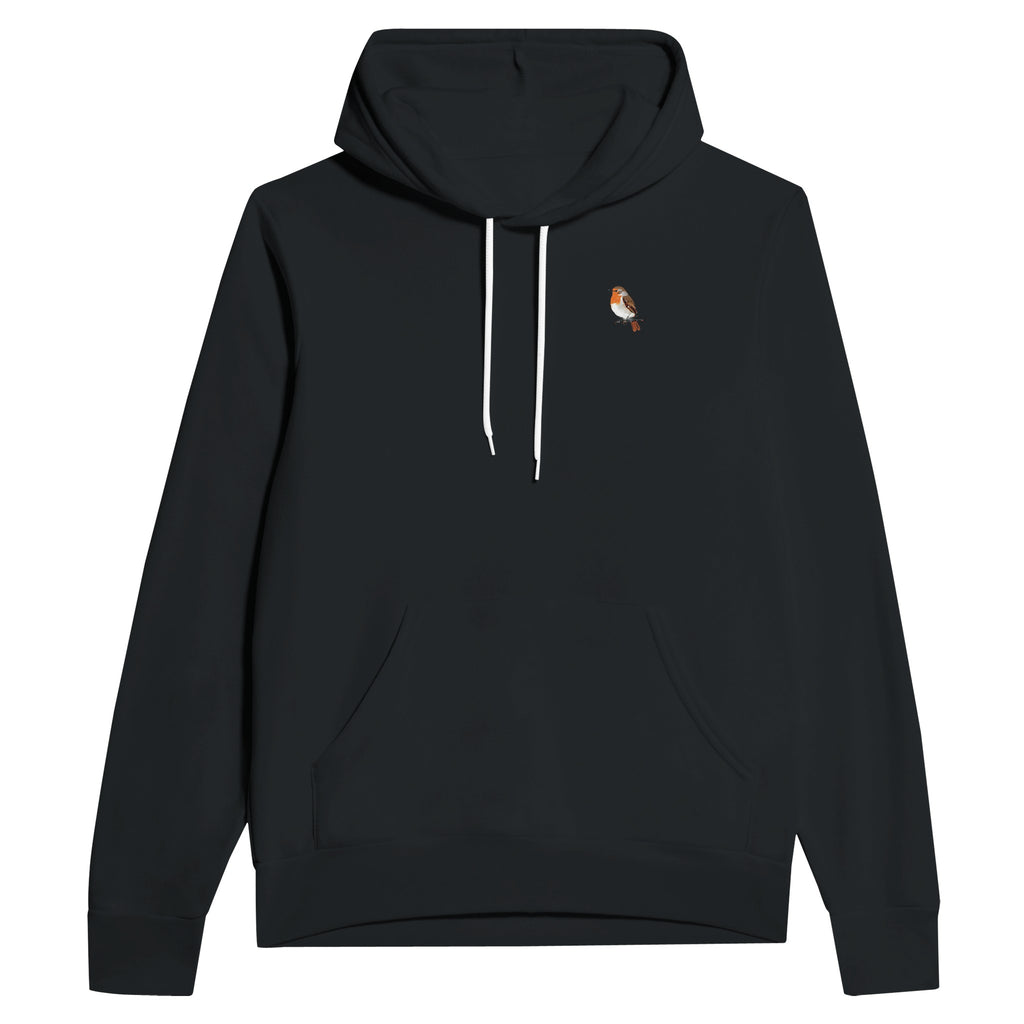 Winter Robin Snow Garden Hoodie Pullover Unisex Cotton UK Hoodie — detail view | Wild Thread Co