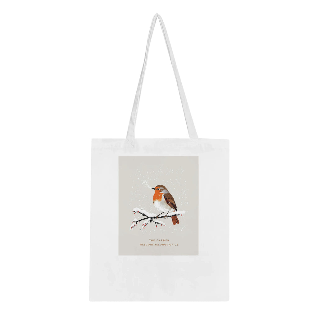 Winter Robin Snow Garden Cotton Shopper UK Tote Bag UK Gift Tote Bag — detail view | Wild Thread Co