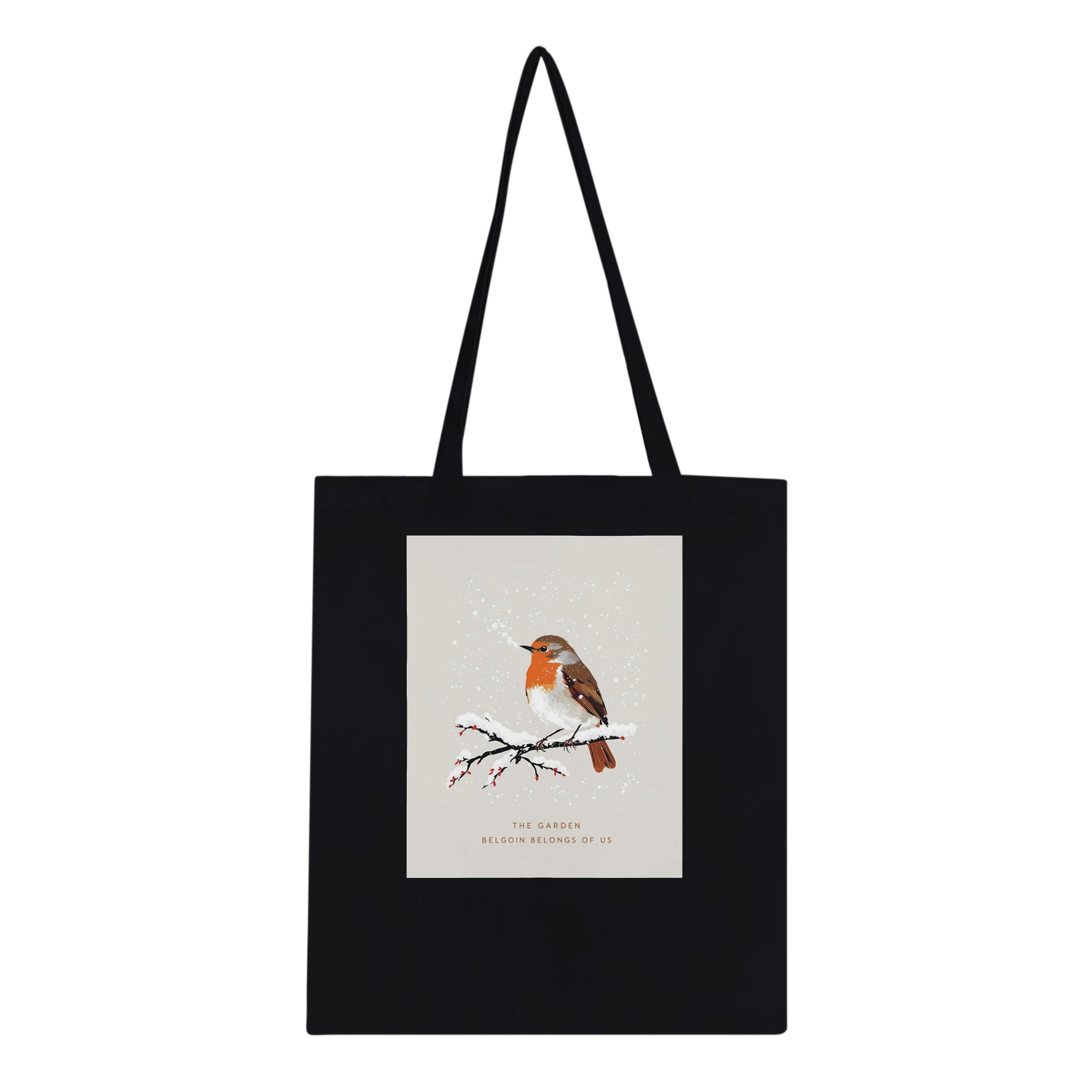 Winter Robin Snow Garden Cotton Shopper UK Tote Bag UK Gift Tote Bag — detail view | Wild Thread Co