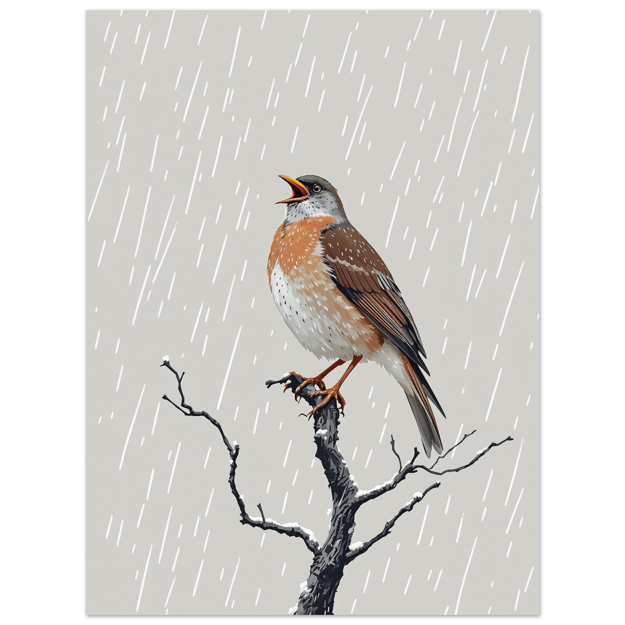 Mistle Thrush Storm Bird Art Wall Art UK Art UK Gift Art Print Poster Wall Art U Art Print — detail view | Wild Thread Co
