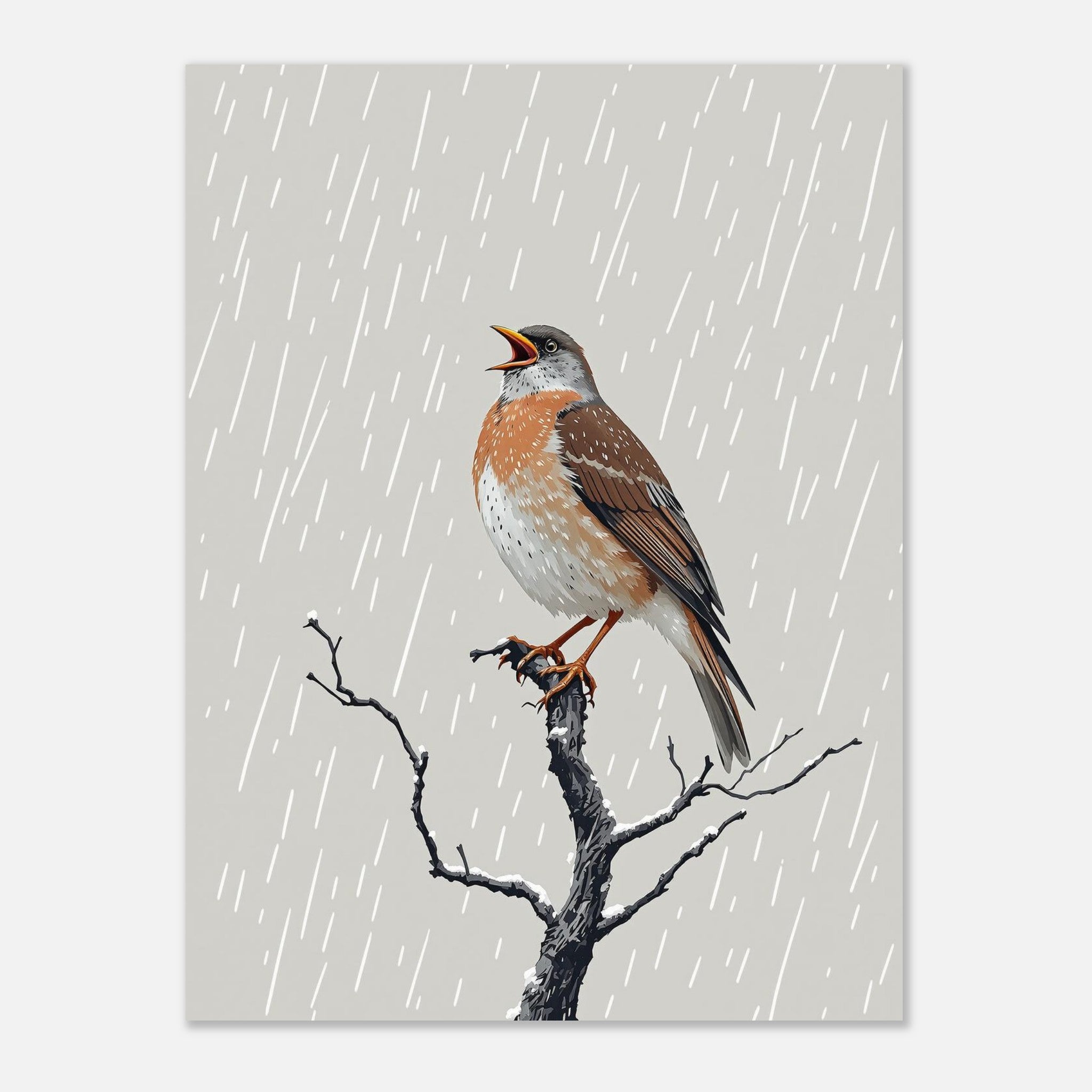 Mistle Thrush Storm Bird Art Wall Art UK Art UK Gift Art Print Poster Wall Art U Art Print — detail view | Wild Thread Co