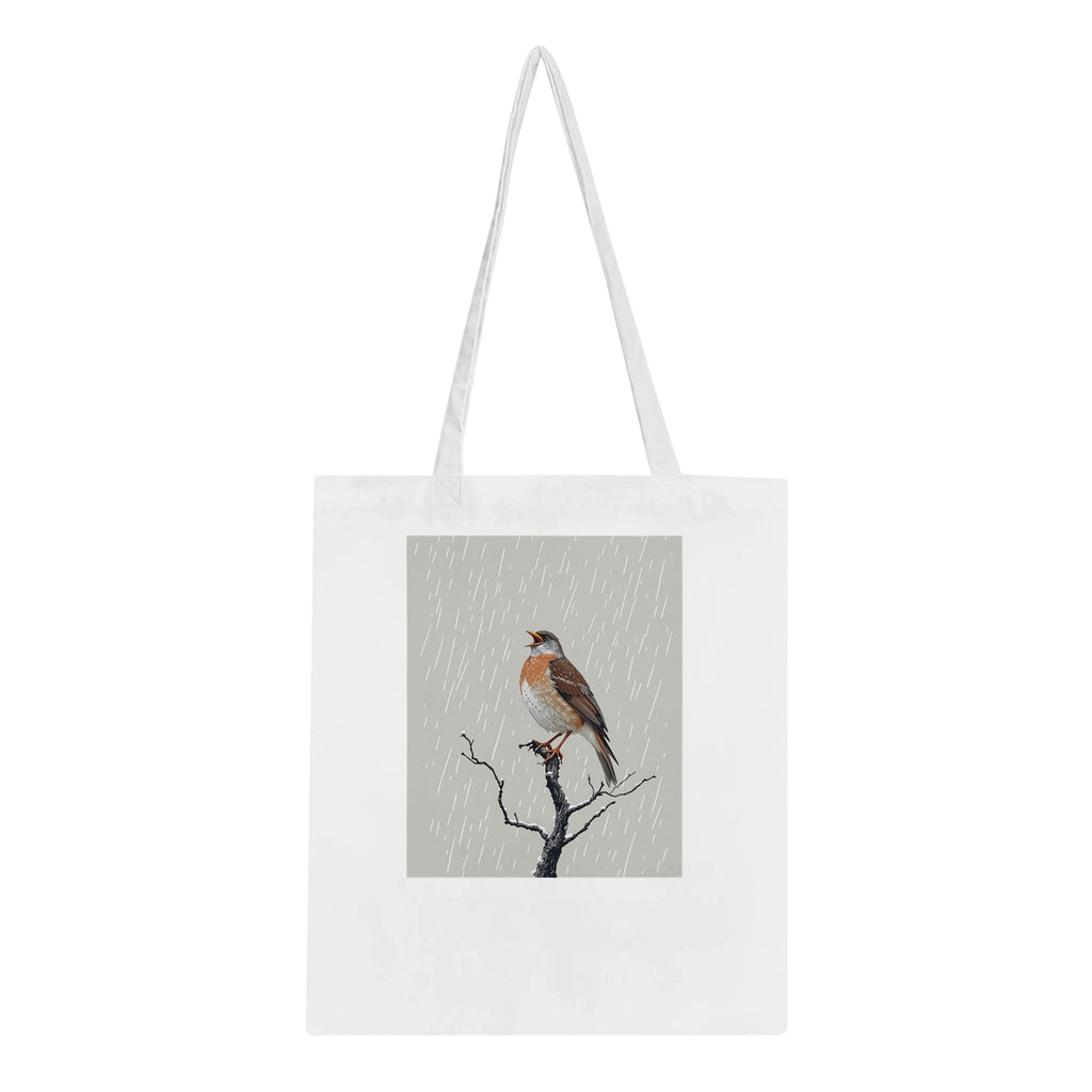 Mistle Thrush Singing Storm Cotton Shopper UK Tote Bag UK Gift Tote Bag — detail view | Wild Thread Co