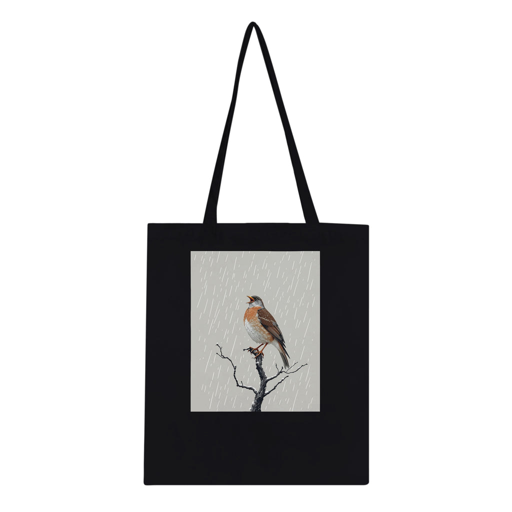 Mistle Thrush Singing Storm Cotton Shopper UK Tote Bag UK Gift Tote Bag — detail view | Wild Thread Co