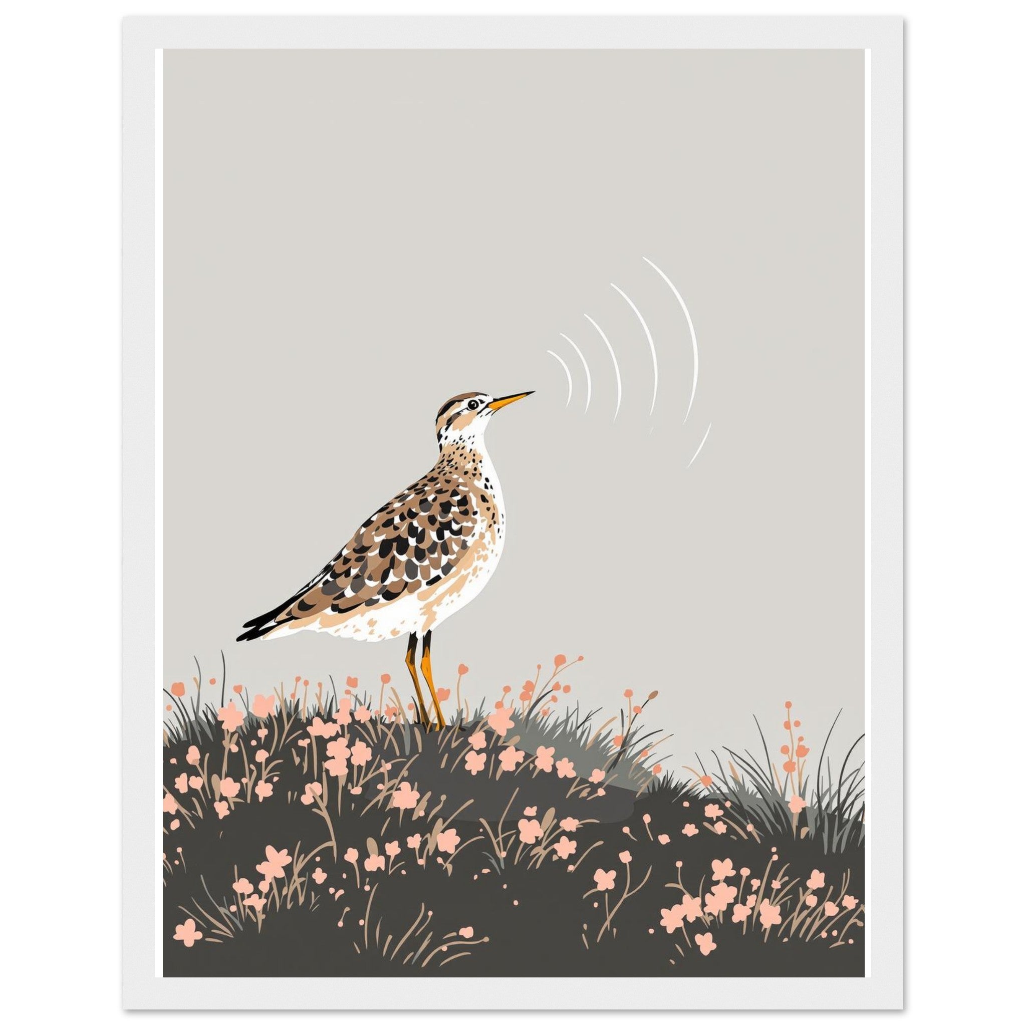 Curlew Calling Moorland Framed Print Wall Art Ready to Hang UK Framed Art Print — detail view | Wild Thread Co