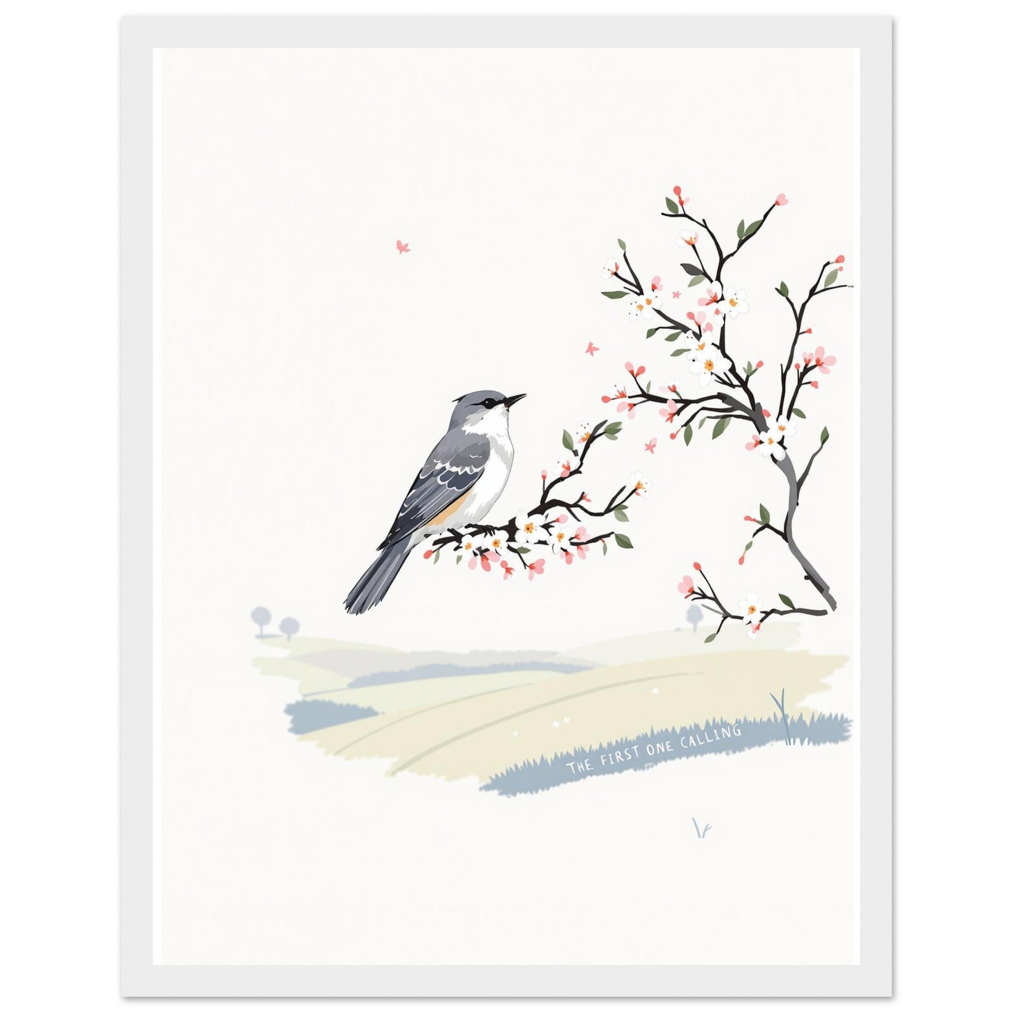 Cuckoo Spring Hawthorn Blossom Framed Print Wall Art Ready to Hang UK Framed Art Print — detail view | Wild Thread Co