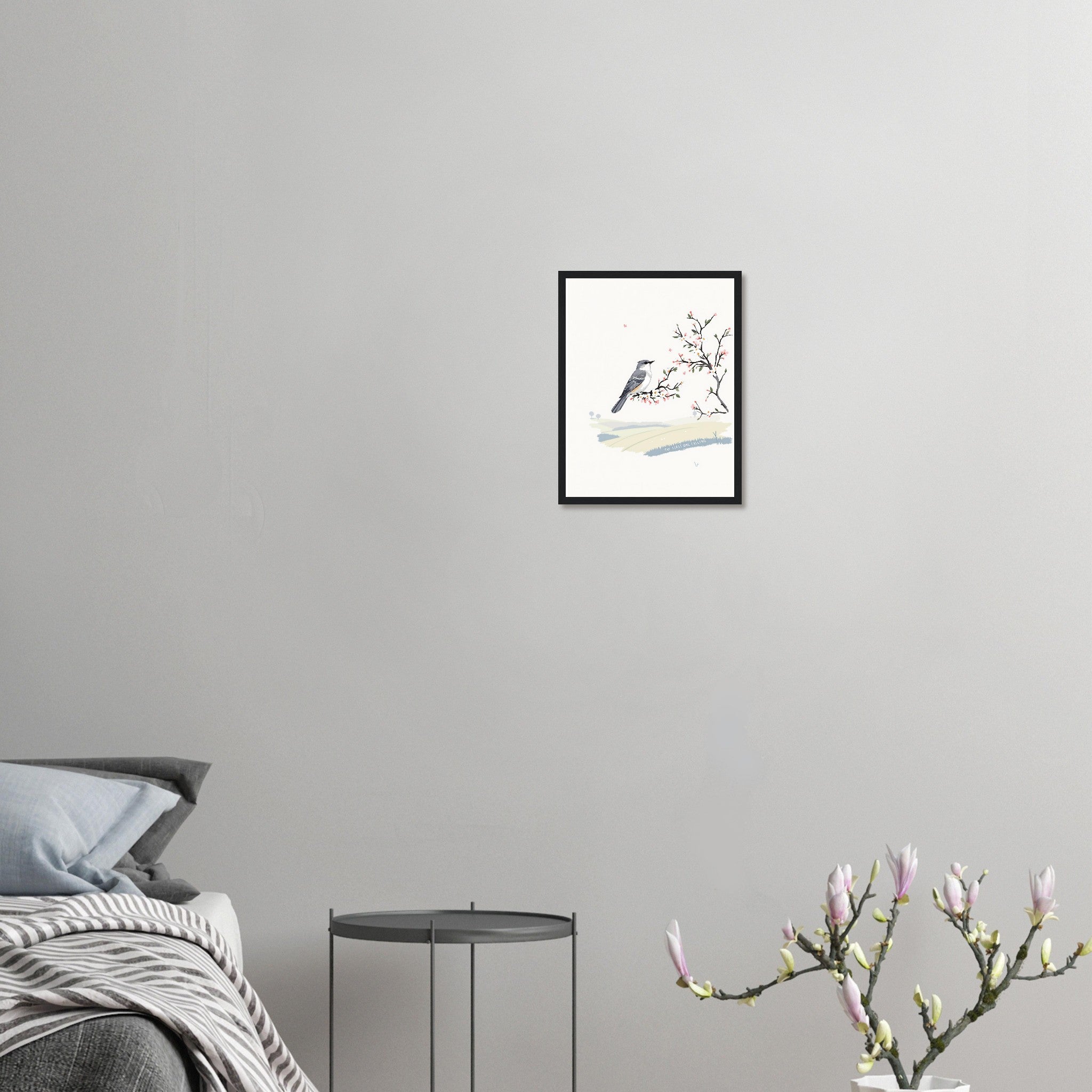 Cuckoo Spring Hawthorn Blossom Framed Print Wall Art Ready to Hang UK Framed Art Print — detail view | Wild Thread Co
