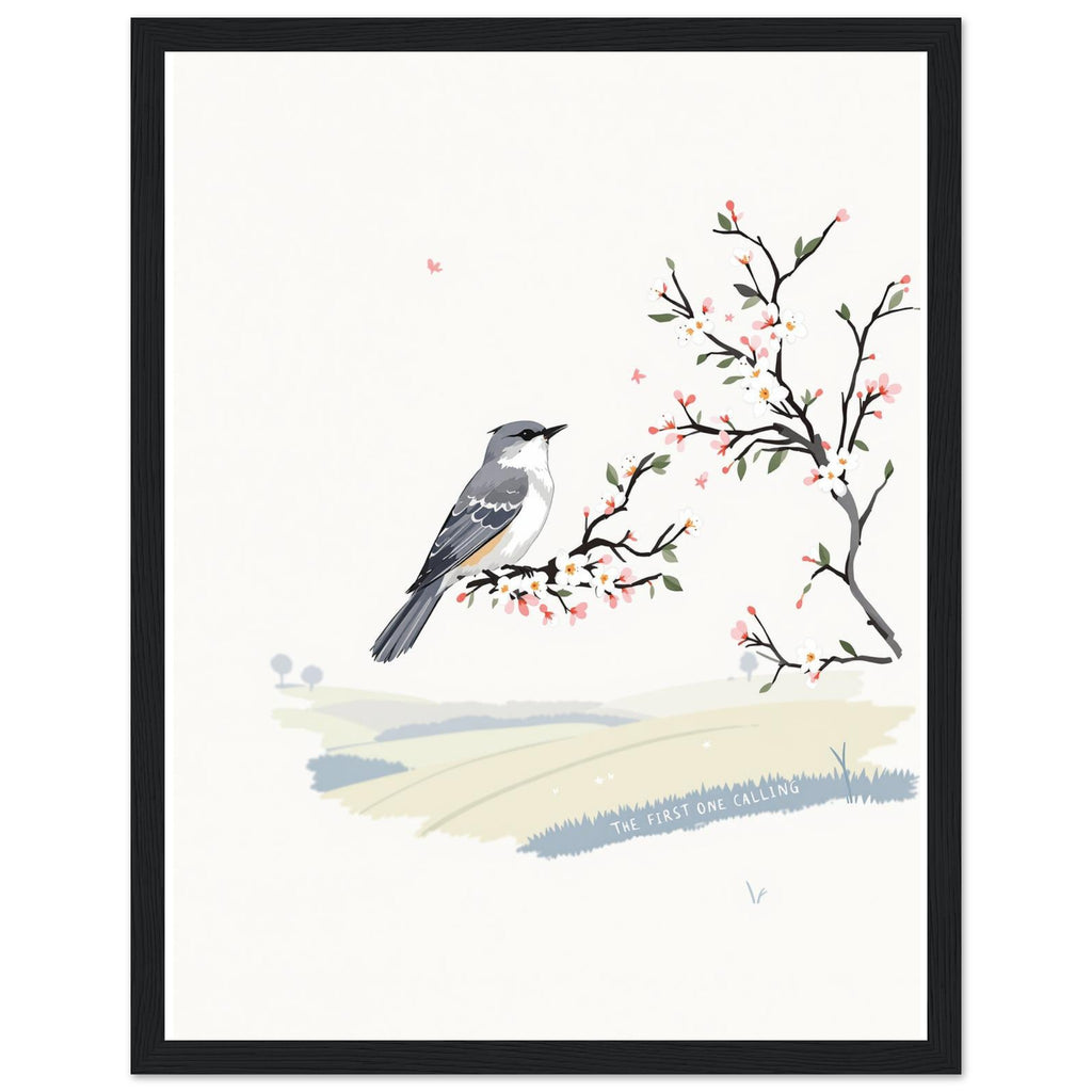 Cuckoo Spring Hawthorn Blossom Framed Print Wall Art Ready to Hang UK Framed Art Print — detail view | Wild Thread Co