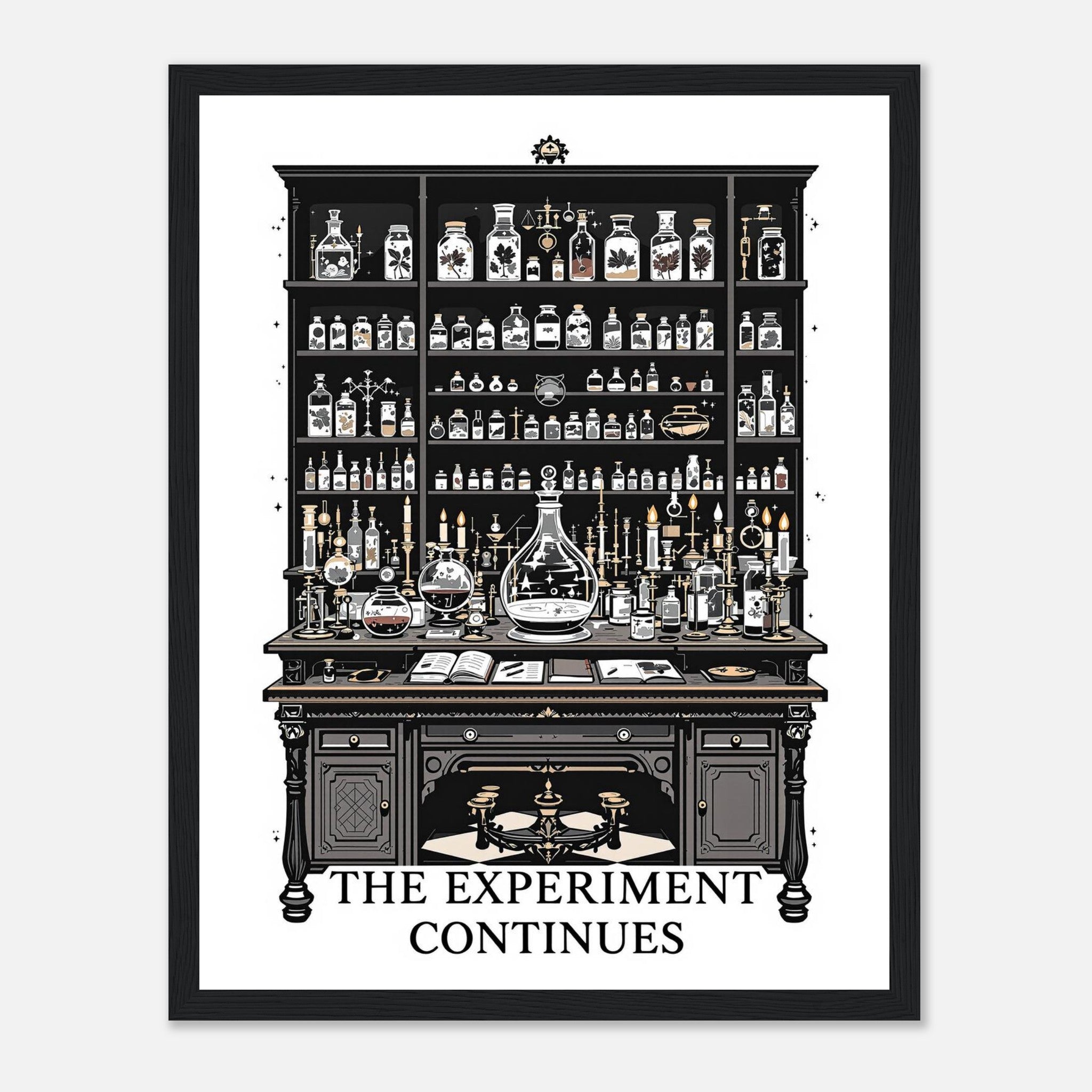 Dark Academia Victorian Laboratory Framed Print Wall Art Ready to Framed Art Print — detail view | Wild Thread Co