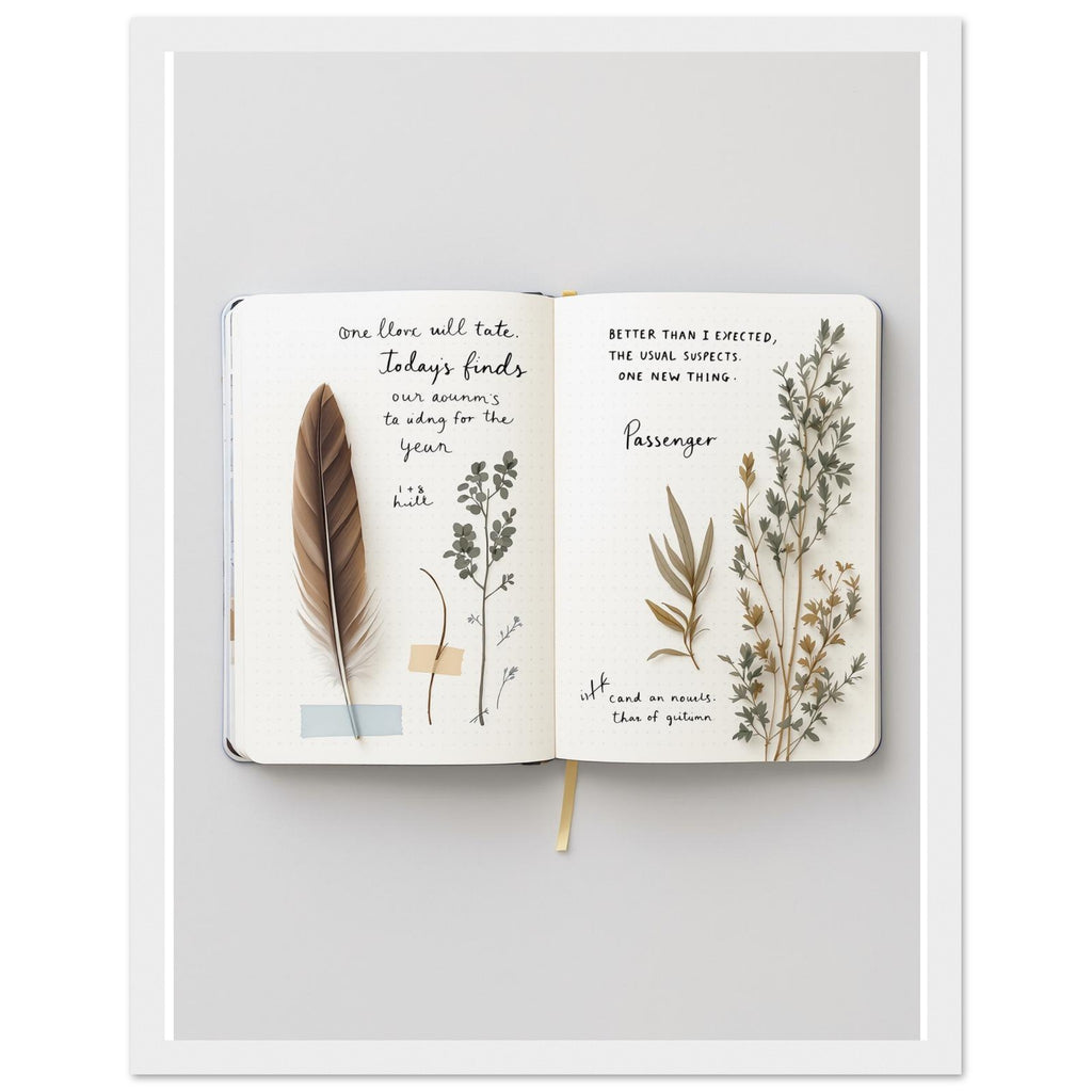 Naturalist Field Journal Sketches Framed Print Wall Art Ready to Hang Framed Art Print — detail view | Wild Thread Co