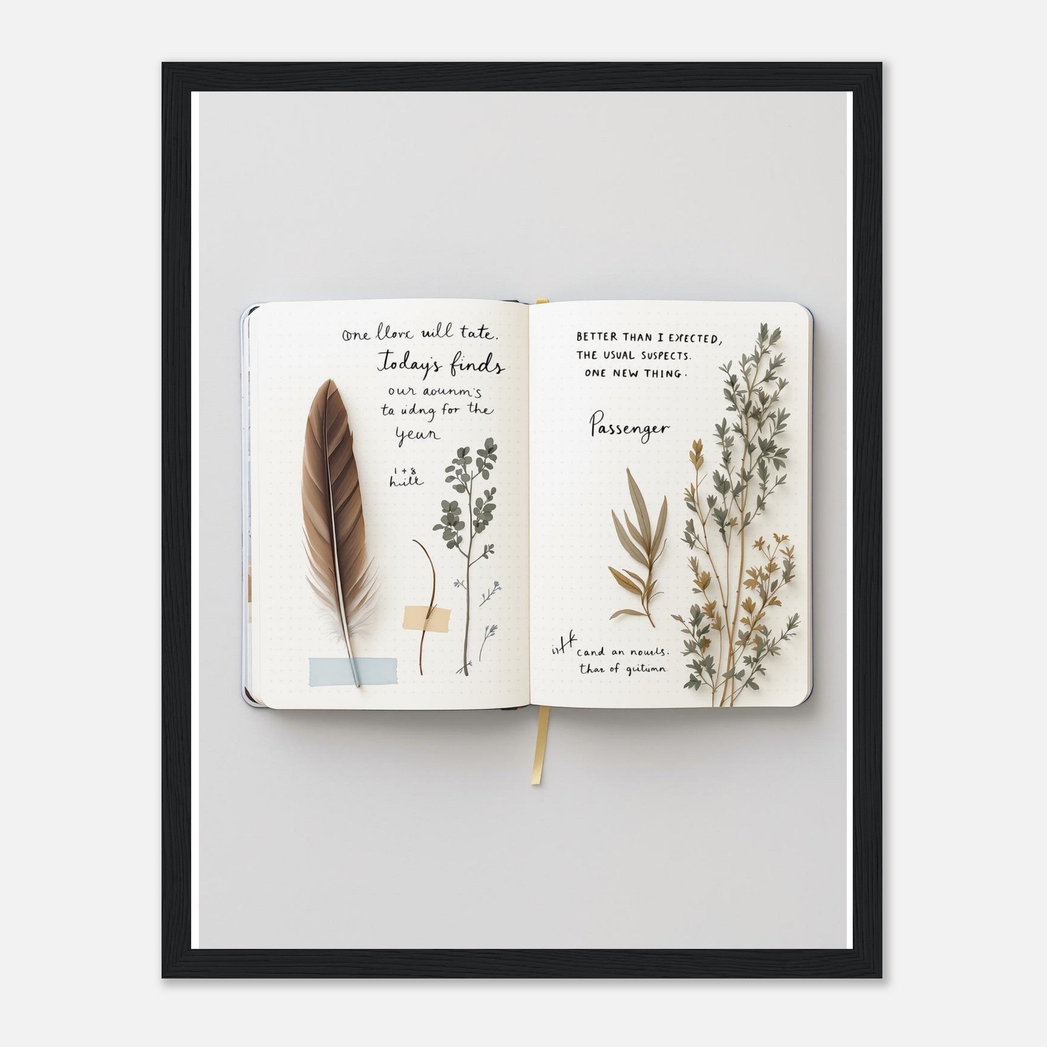Naturalist Field Journal Sketches Framed Print Wall Art Ready to Hang Framed Art Print — detail view | Wild Thread Co
