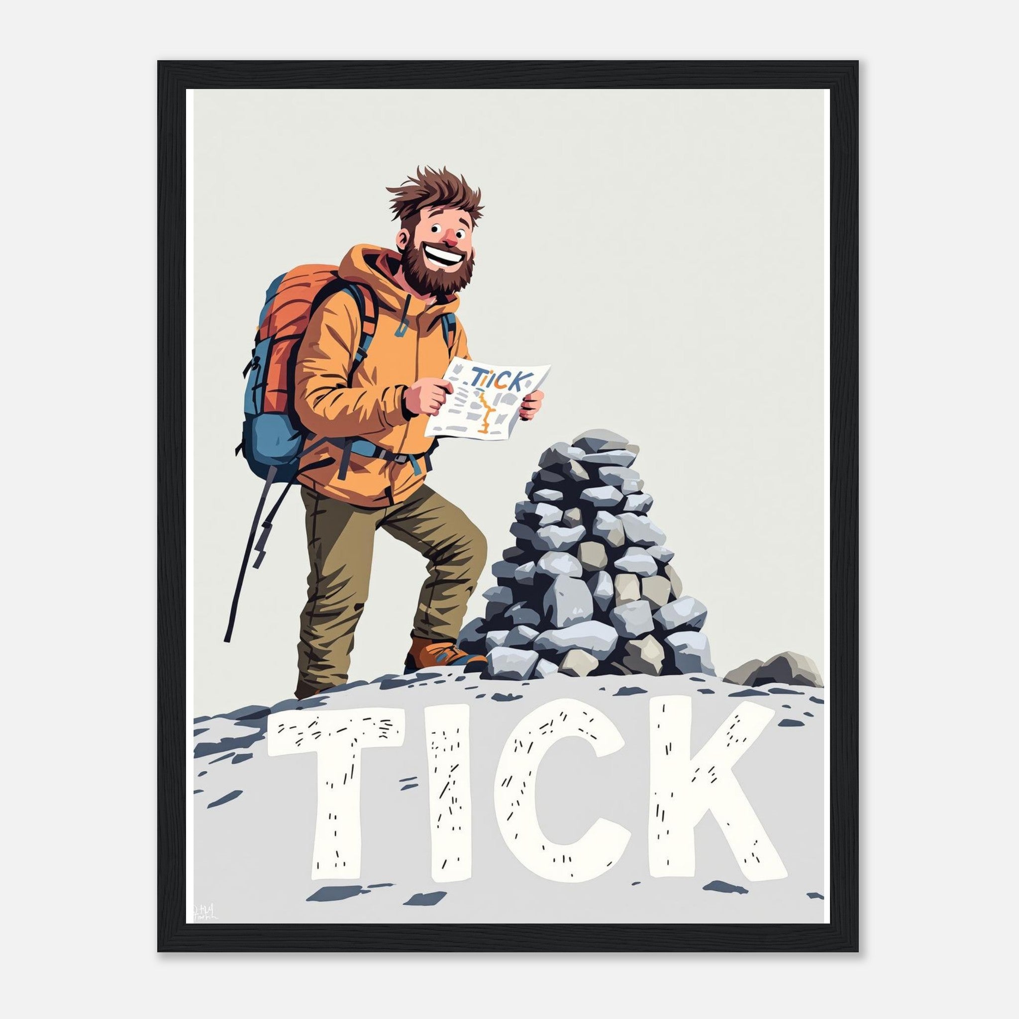First Munro Summit Tick Framed Print Wall Art Ready to Hang UK Framed Art Print — detail view | Wild Thread Co