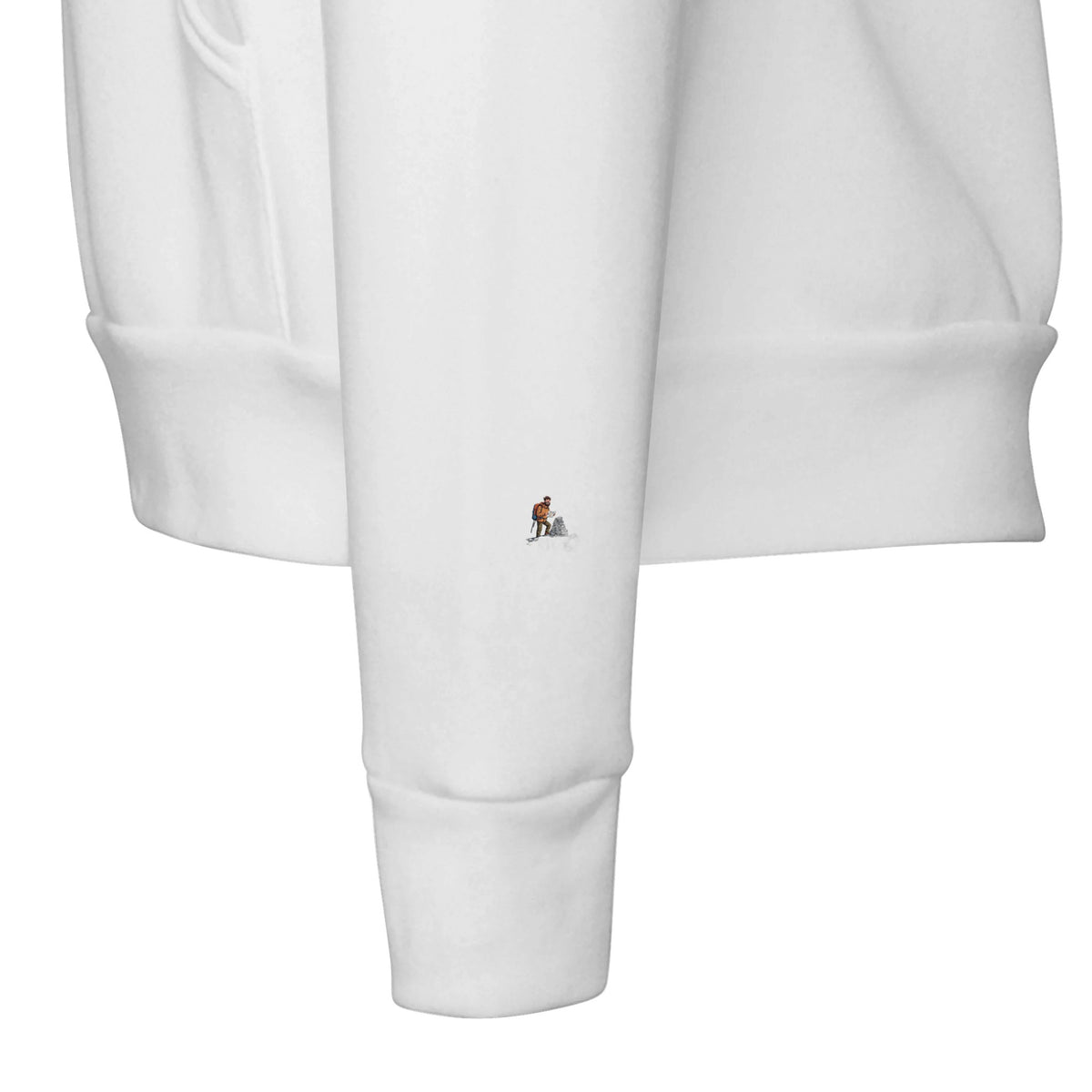First Munro Summit Tick Hoodie Pullover Unisex Cotton UK Hoodie — detail view | Wild Thread Co
