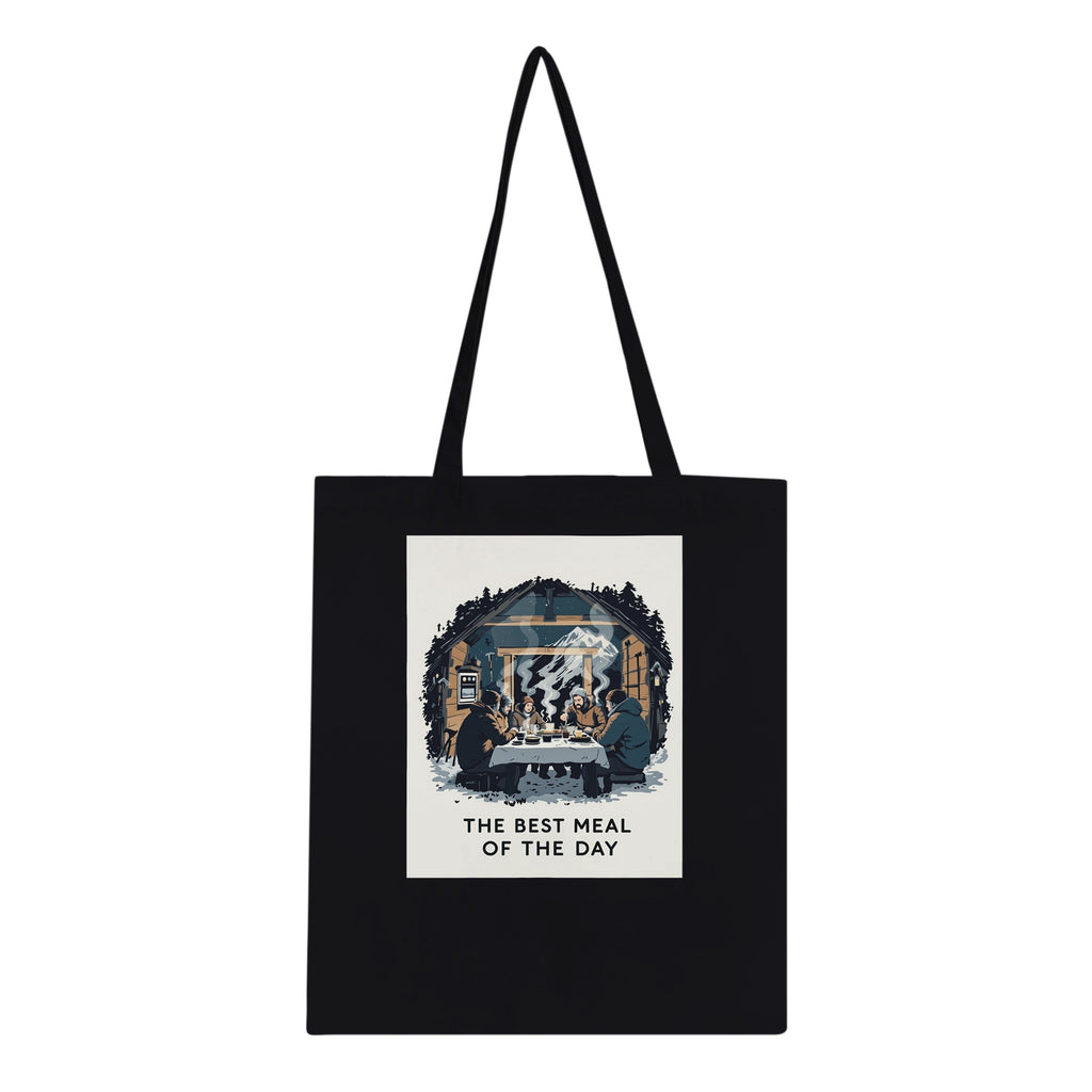 Mountain Hut Supper Fellowship Climbers Tote Bag Cotton Shopper UK Tote Bag — detail view | Wild Thread Co