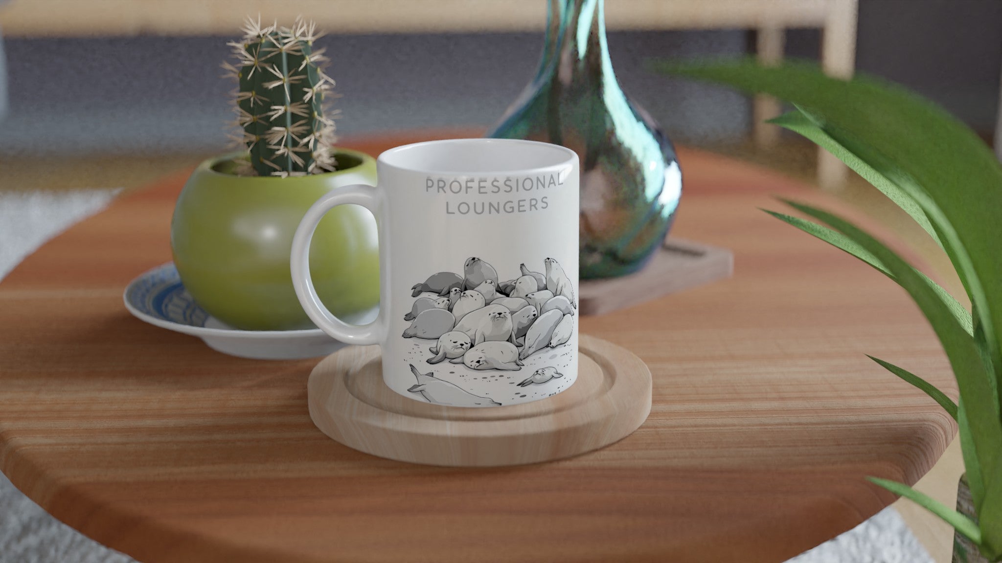 Grey Seal Colony Pups Atlantic Coffee Tea Ceramic 11oz Mug 11 Mug — detail view | Wild Thread Co