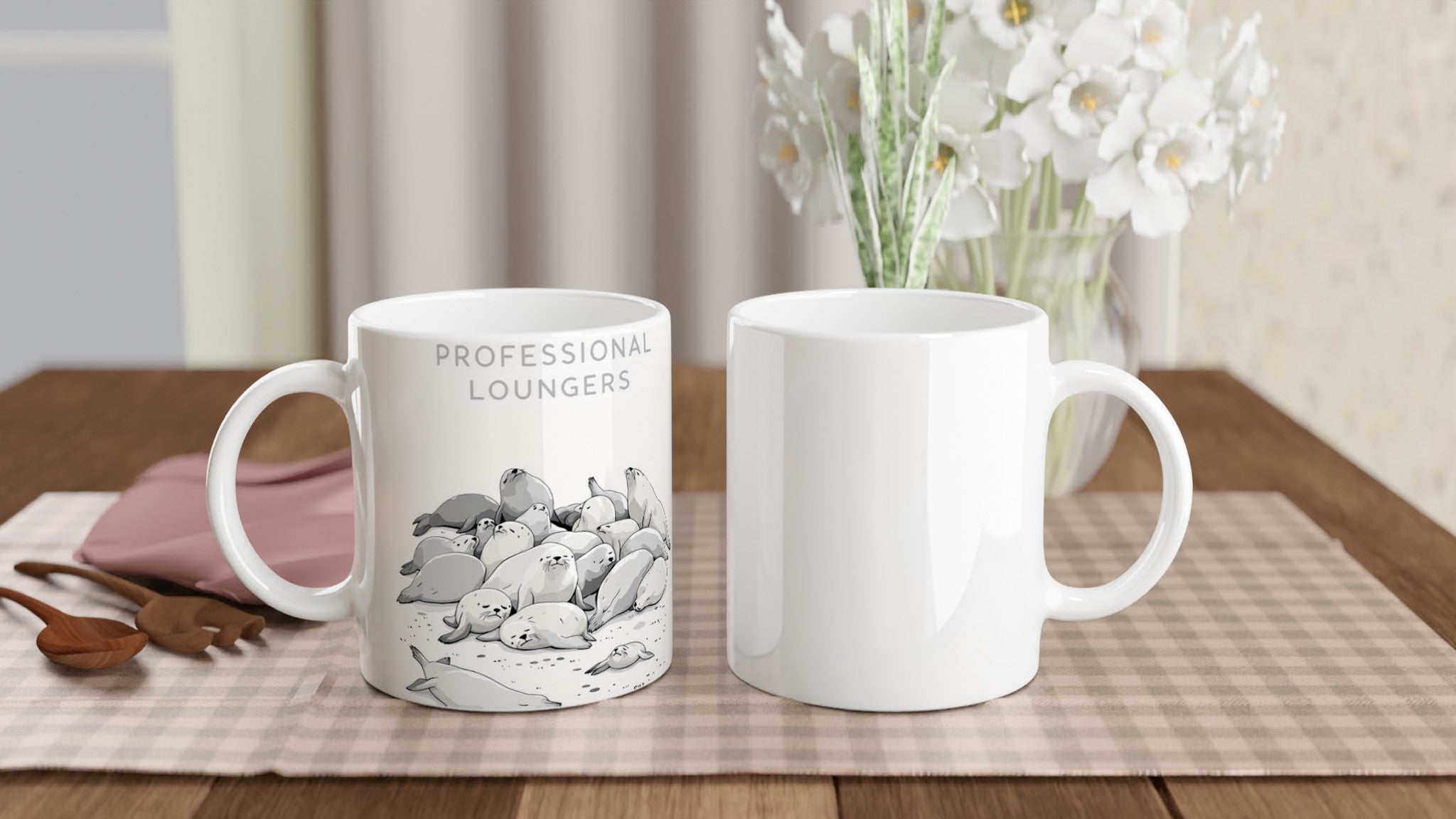 Grey Seal Colony Pups Atlantic Coffee Tea Ceramic 11oz Mug 11 Mug — detail view | Wild Thread Co