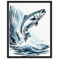 Salmon Leaping Waterfall Determination Framed Print Wall Art Ready to — Framed Art Print | Wild Thread Co UK
