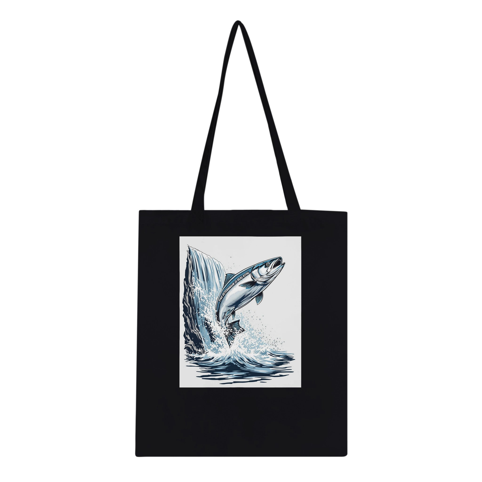 Salmon Leaping Waterfall Determination Cotton Shopper UK Tote Bag — detail view | Wild Thread Co