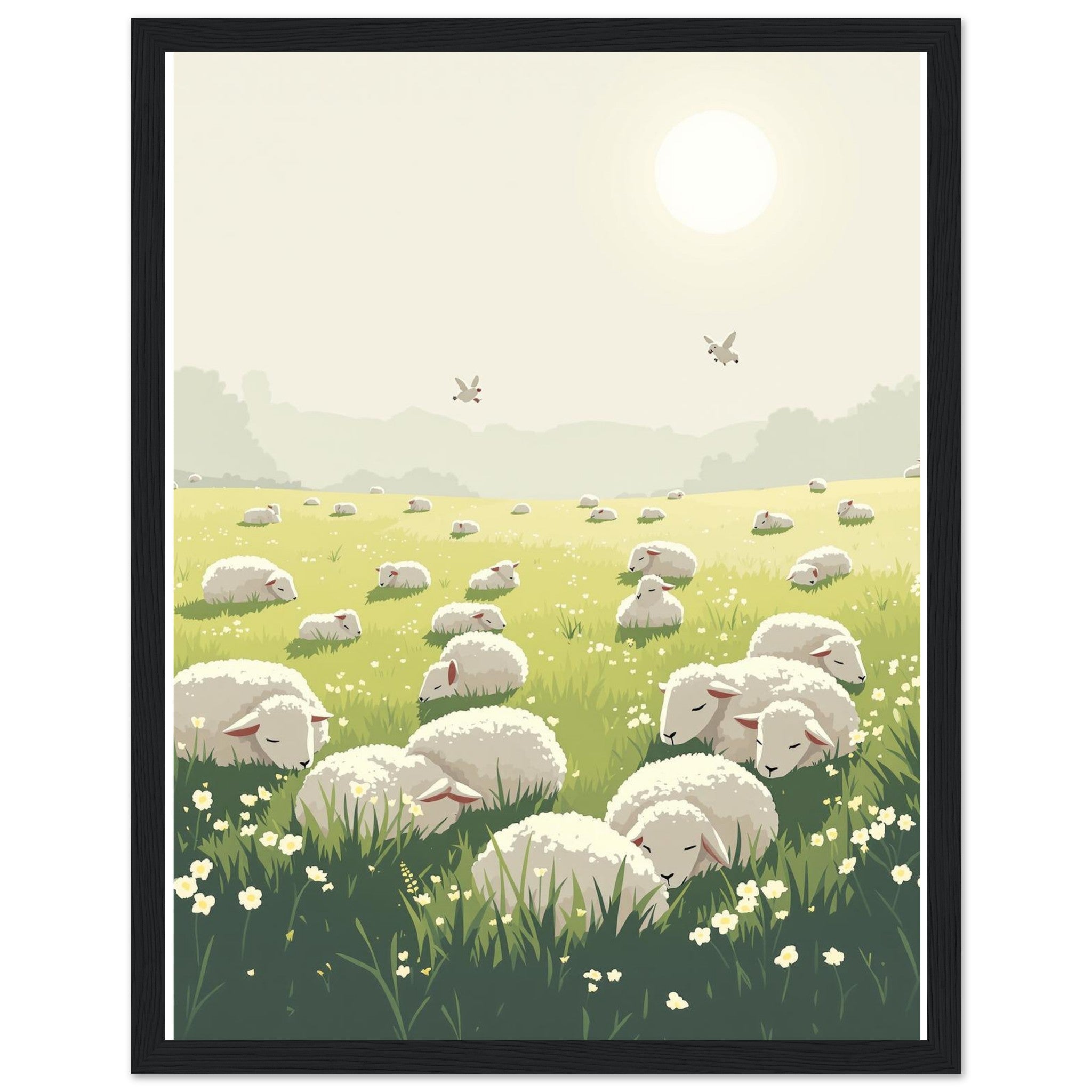 Spring Lambs Field Morning Framed Print Wall Art Ready to Hang UK — Framed Art Print | Wild Thread Co UK