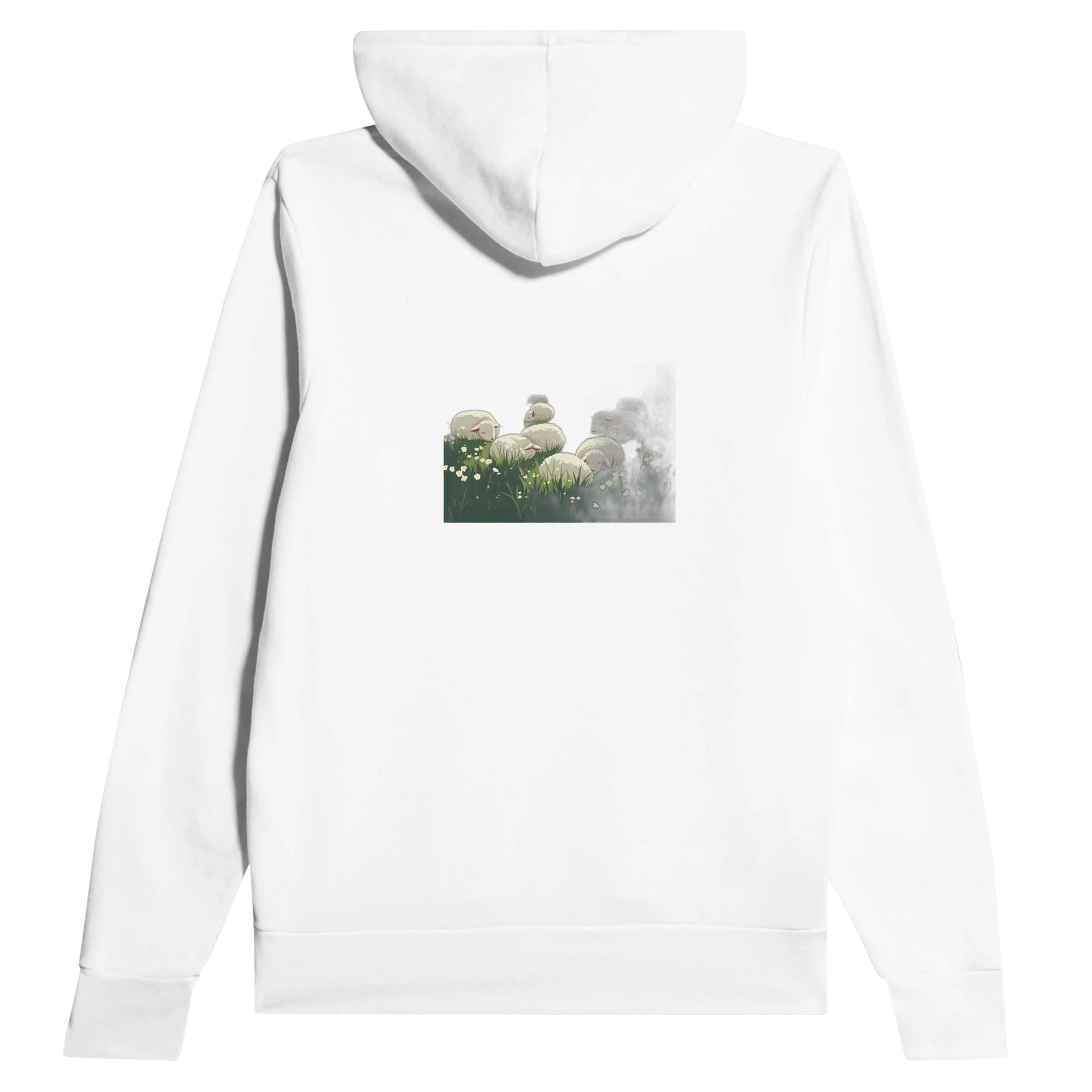 Spring Lambs Field Morning Hoodie Pullover Unisex Cotton UK Hoodie — detail view | Wild Thread Co