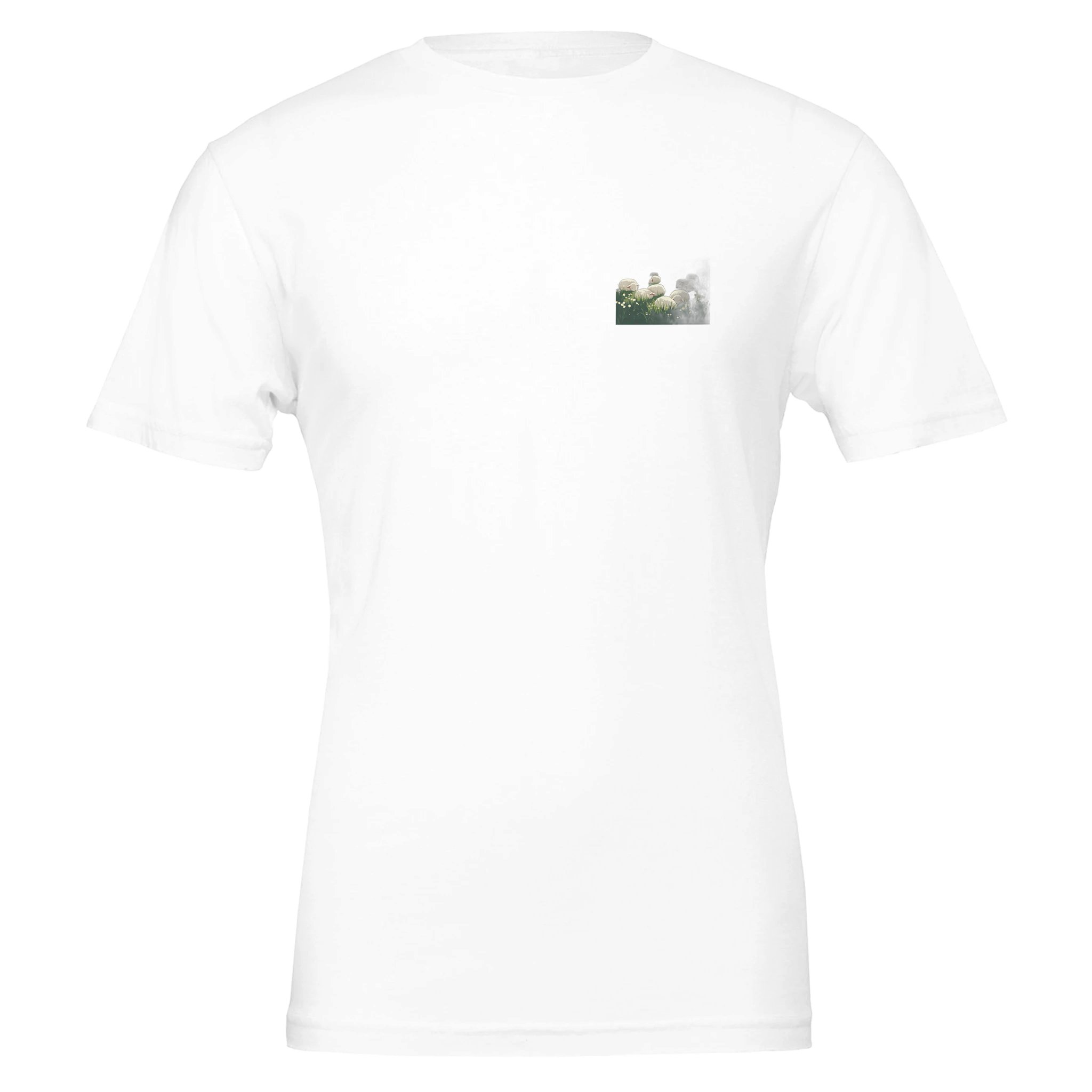 Spring Lambs Field Morning T-Shirt Unisex Cotton Tee UK T-Shirt — detail view | Wild Thread Co