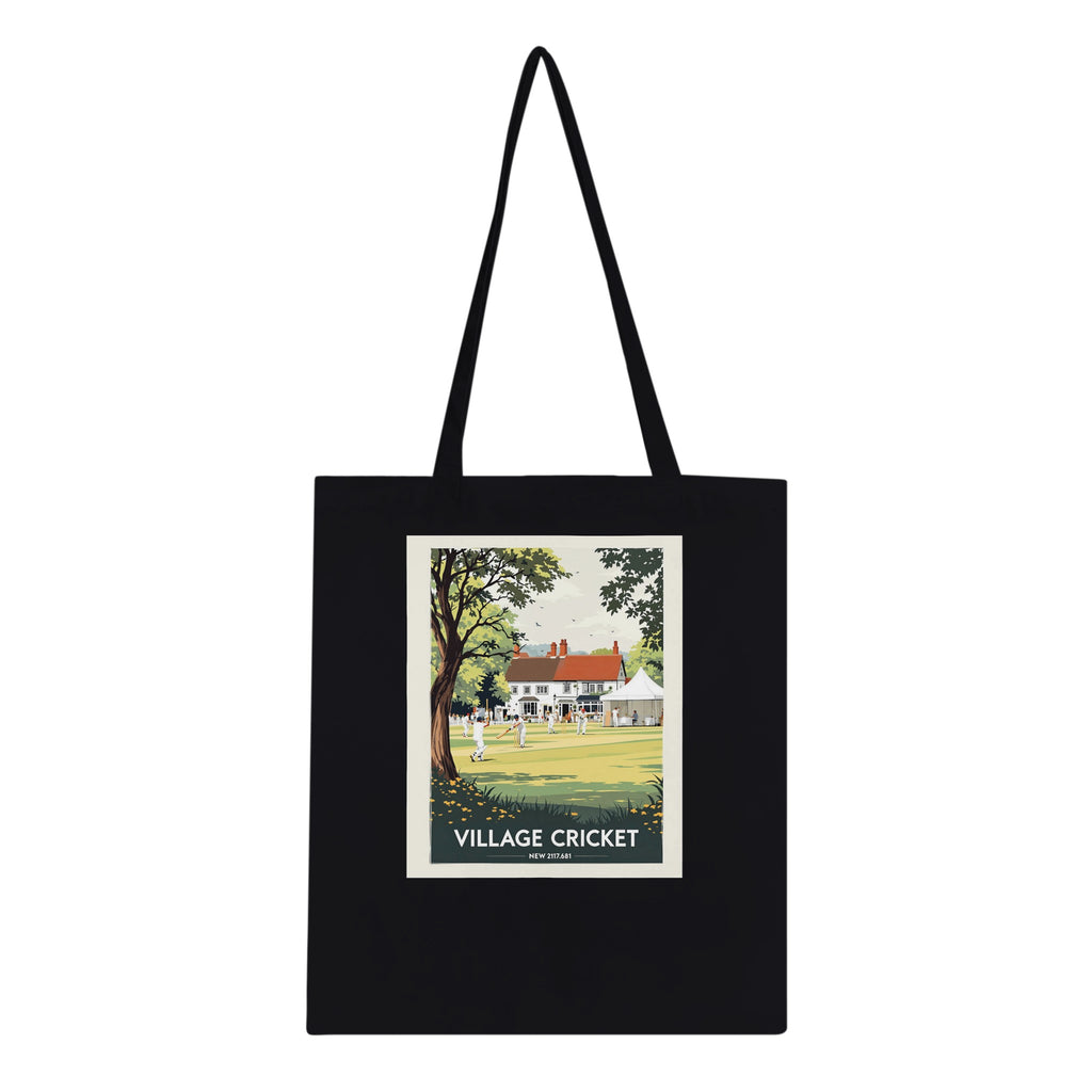 Village Cricket Sunday Green Cotton Shopper UK Tote Bag — detail view | Wild Thread Co