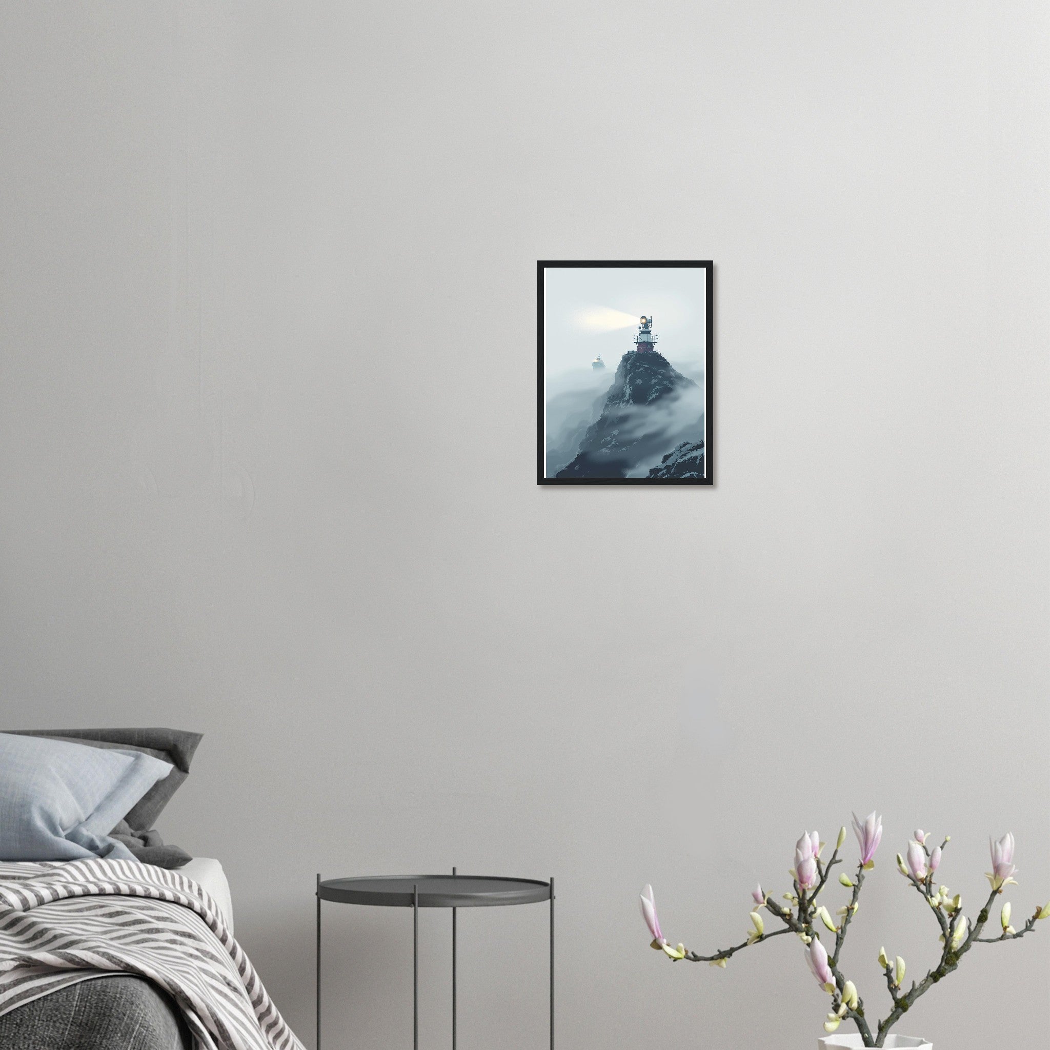 Coastal Fog Horn Headland Ship Framed Print Wall Art Ready to Hang UK Framed Art Print — detail view | Wild Thread Co