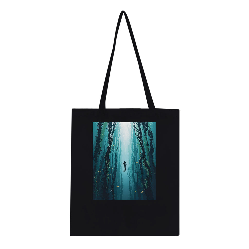 Kelp Forest Freediver Underwater Cotton Shopper UK Tote Bag — detail view | Wild Thread Co