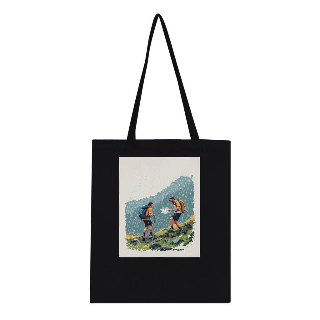 Mountain Marathon Rain Map Check Tote Bag Cotton Shopper UK Tote Bag — detail view | Wild Thread Co