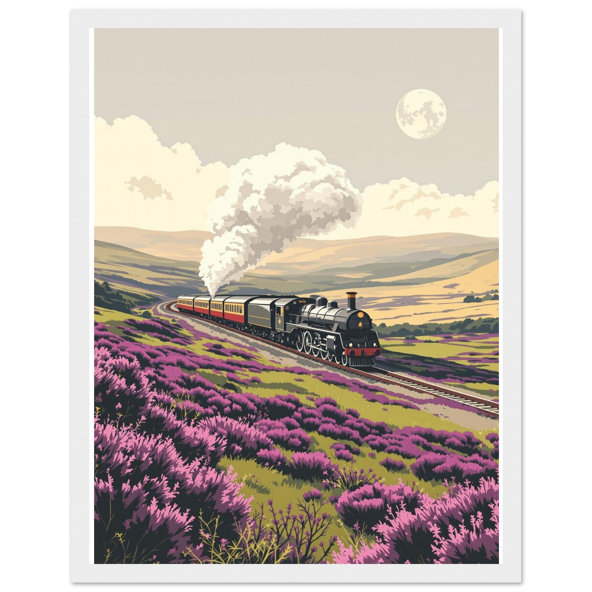 North Yorkshire Moors Steam Railway Framed Print Wall Art Ready to Framed Art Print — detail view | Wild Thread Co