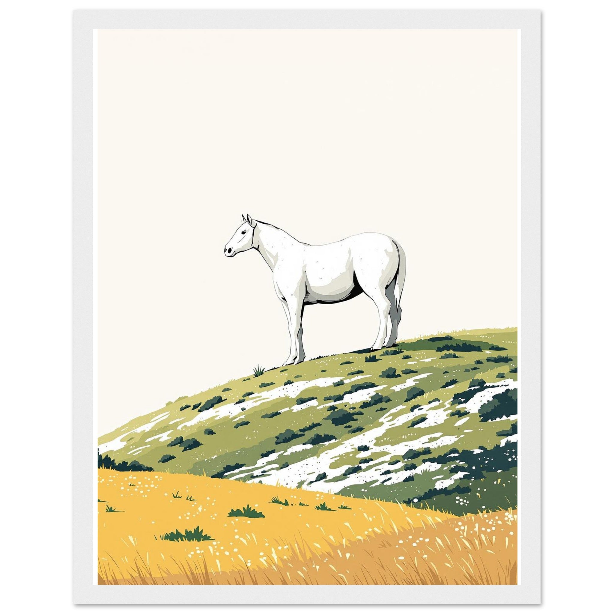 Chalk White Horse Hill Prehistoric Framed Print Wall Art Ready to Framed Art Print — detail view | Wild Thread Co