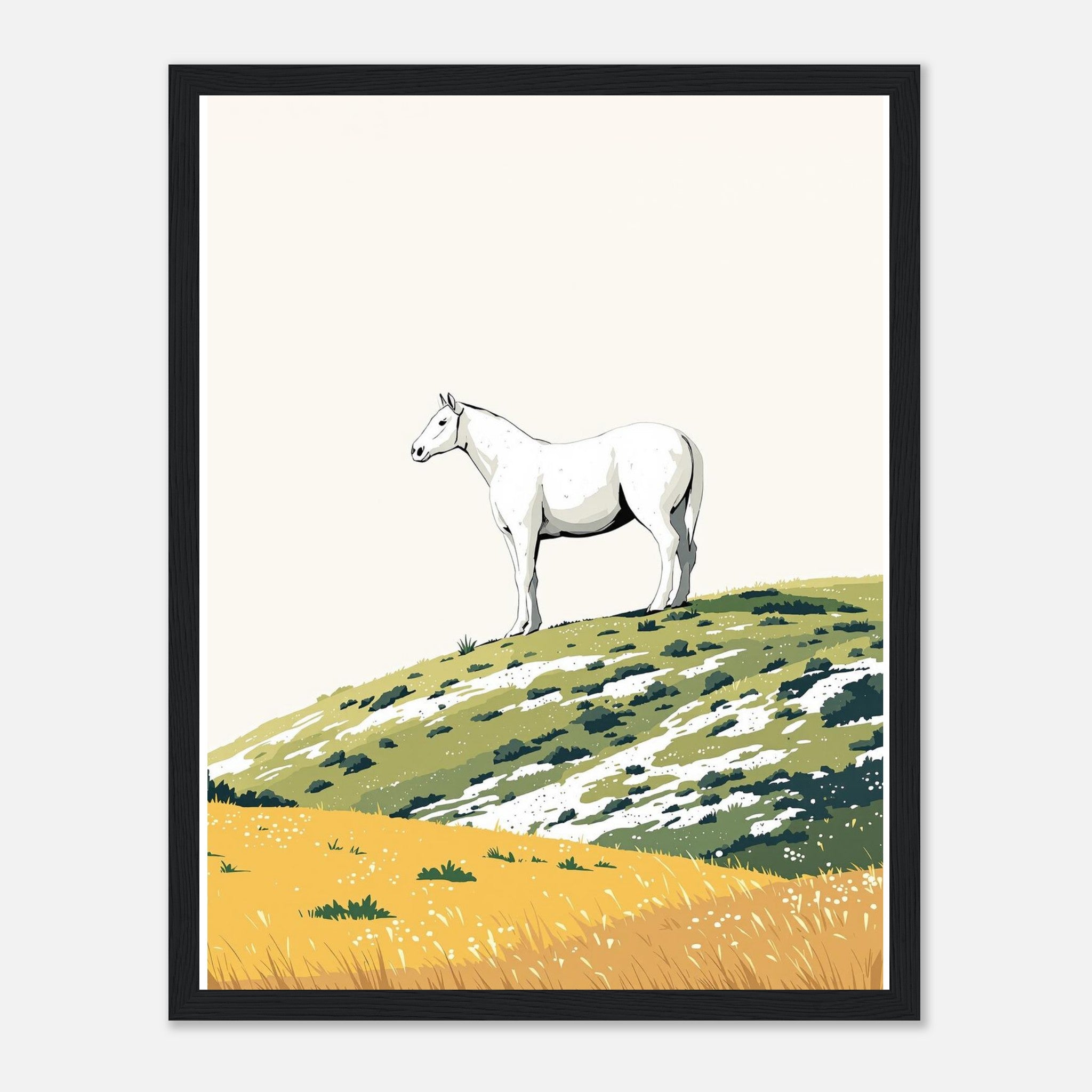 Chalk White Horse Hill Prehistoric Framed Print Wall Art Ready to Framed Art Print — detail view | Wild Thread Co