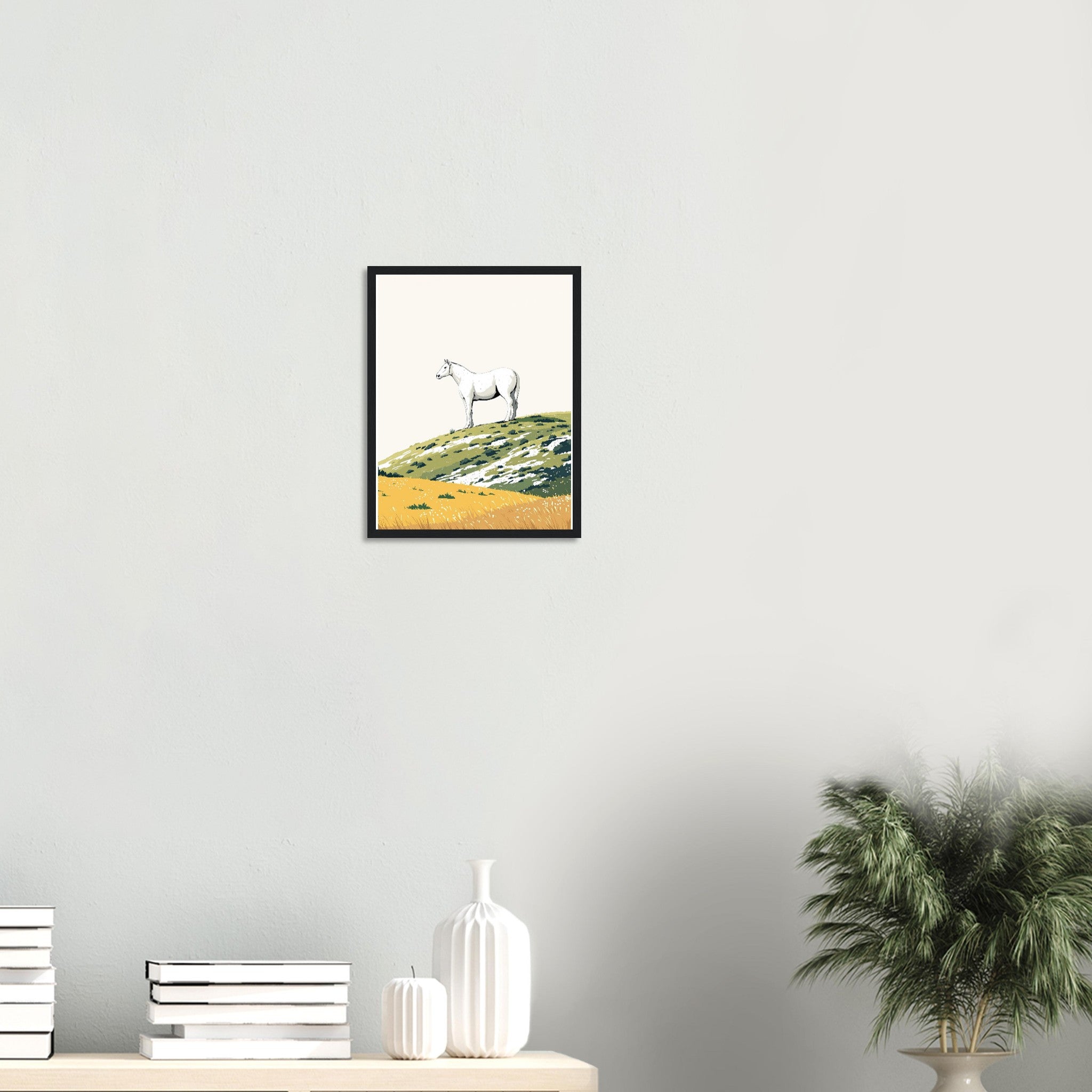 Chalk White Horse Hill Prehistoric Framed Print Wall Art Ready to Framed Art Print — detail view | Wild Thread Co
