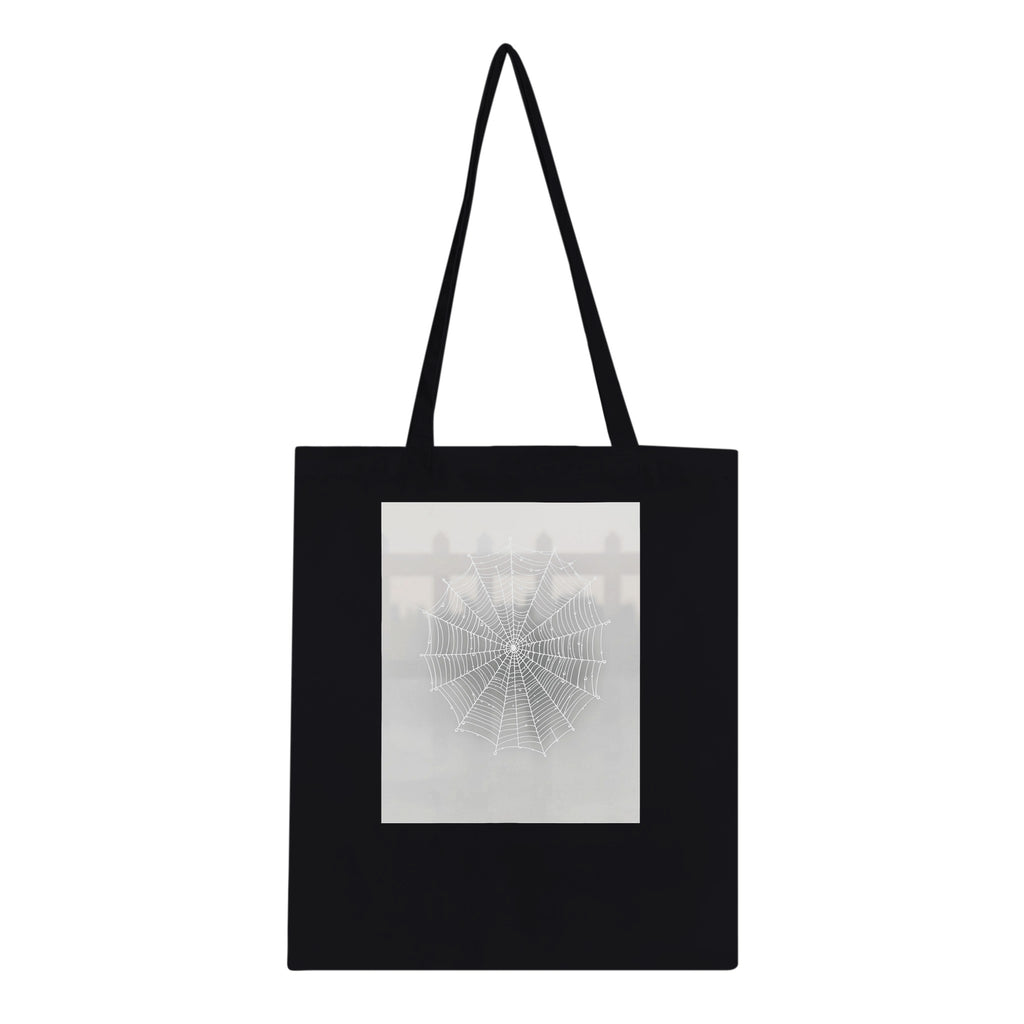 Spider Web Morning Dew Architecture Cotton Shopper UK Tote Bag — detail view | Wild Thread Co