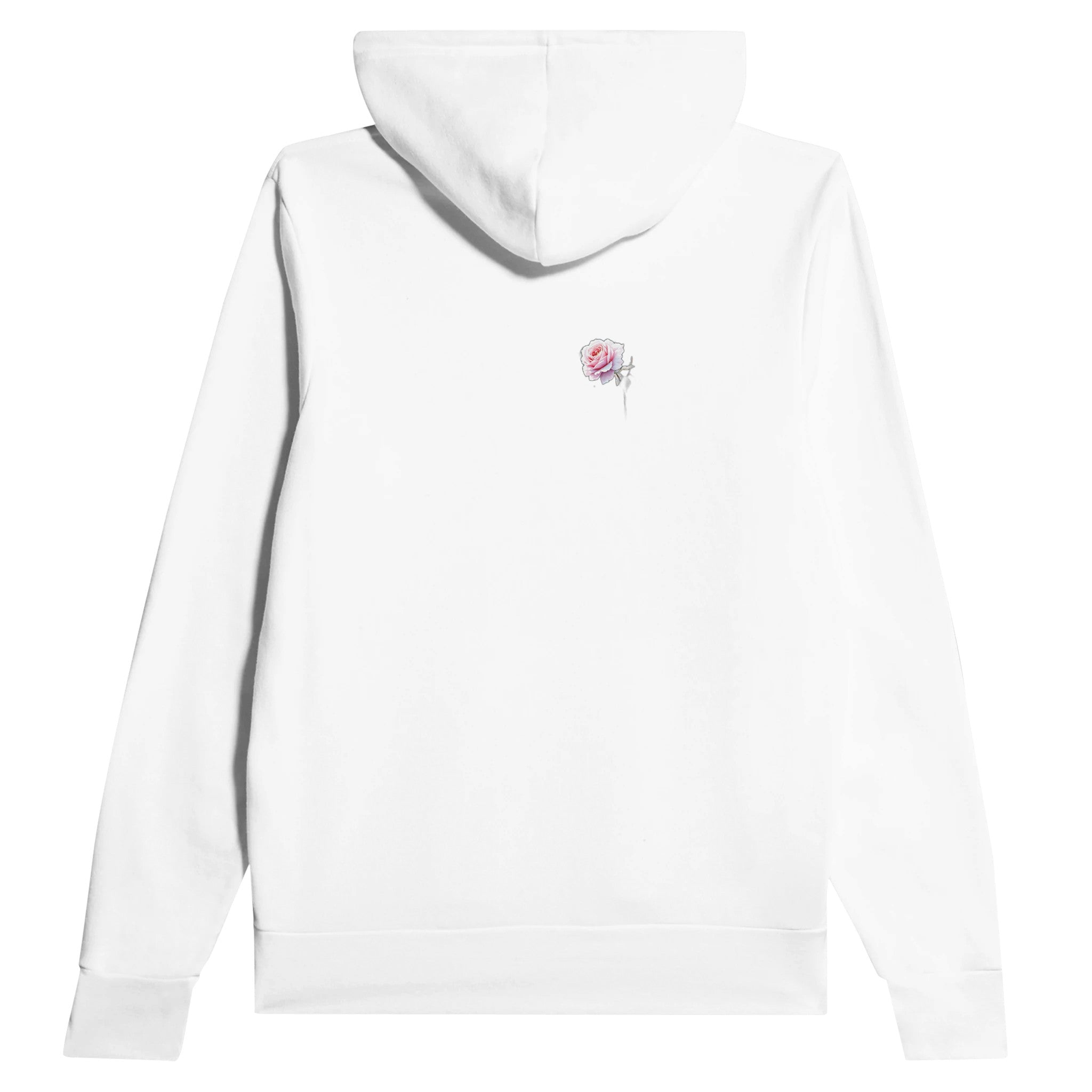 First Frost Garden Morning Rose Hoodie Pullover Unisex Cotton UK Hoodie — detail view | Wild Thread Co
