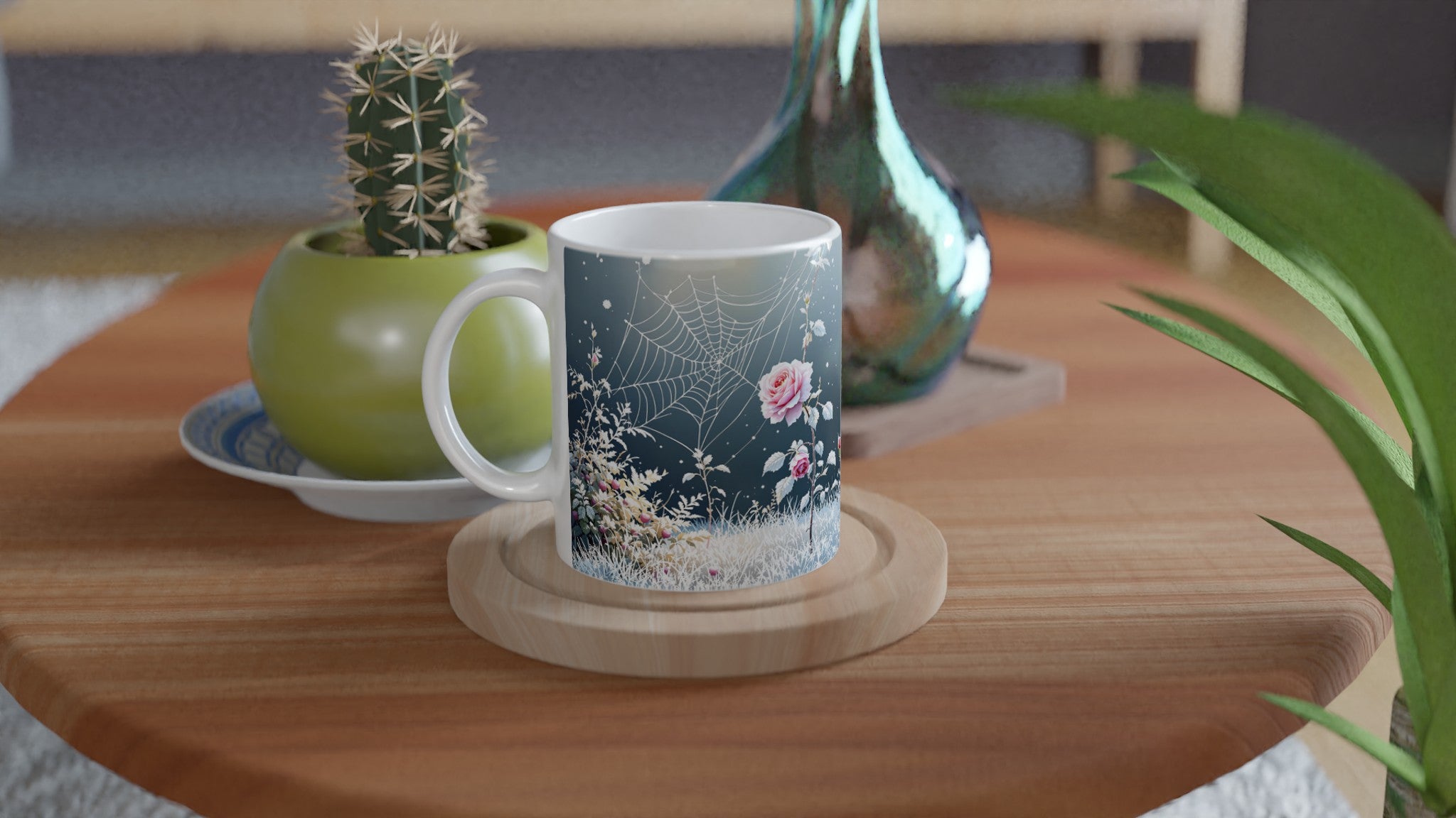 First Frost Garden Morning Rose Coffee Tea Ceramic 11oz Mug 1 Mug — detail view | Wild Thread Co