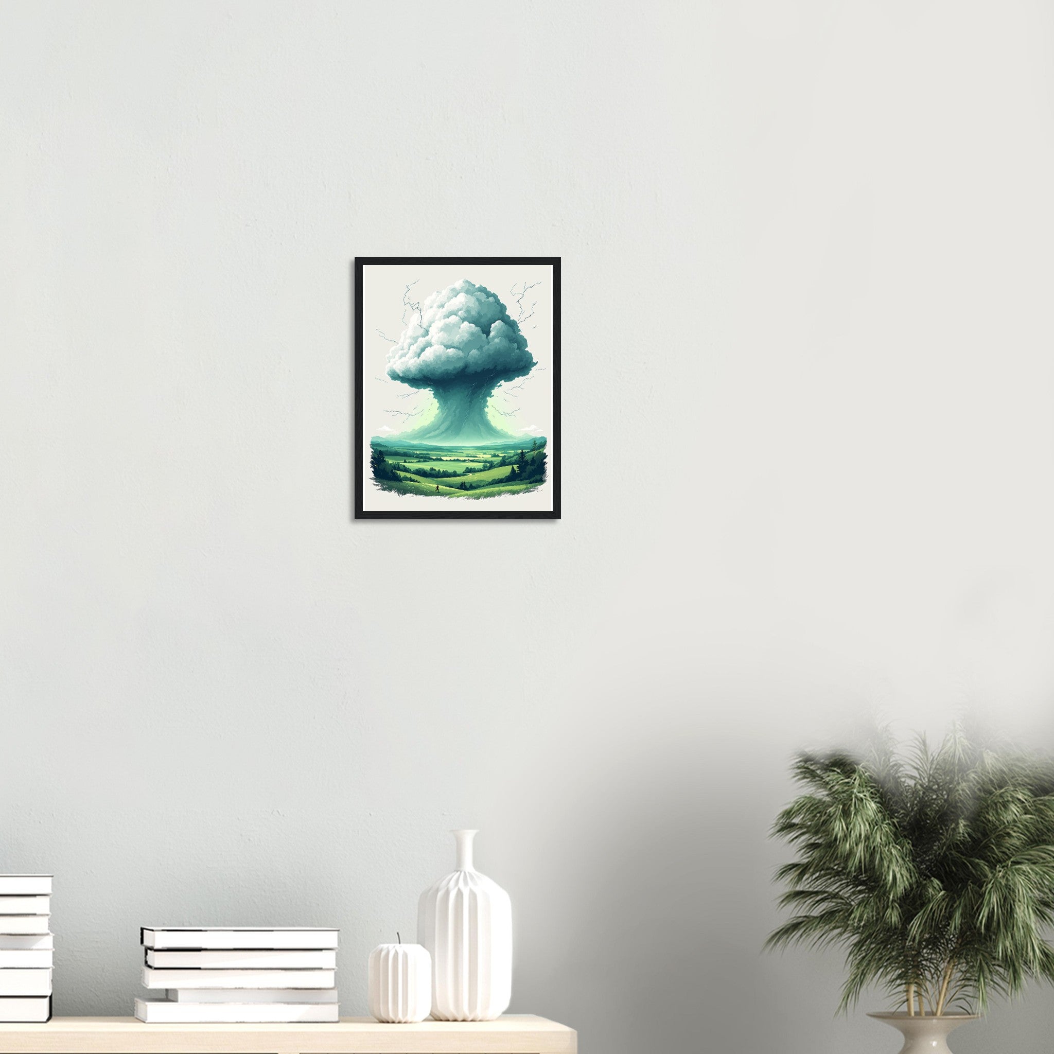 Summer Thunderstorm Valley Anvil Cloud Framed Print Wall Art Ready to Framed Art Print — detail view | Wild Thread Co