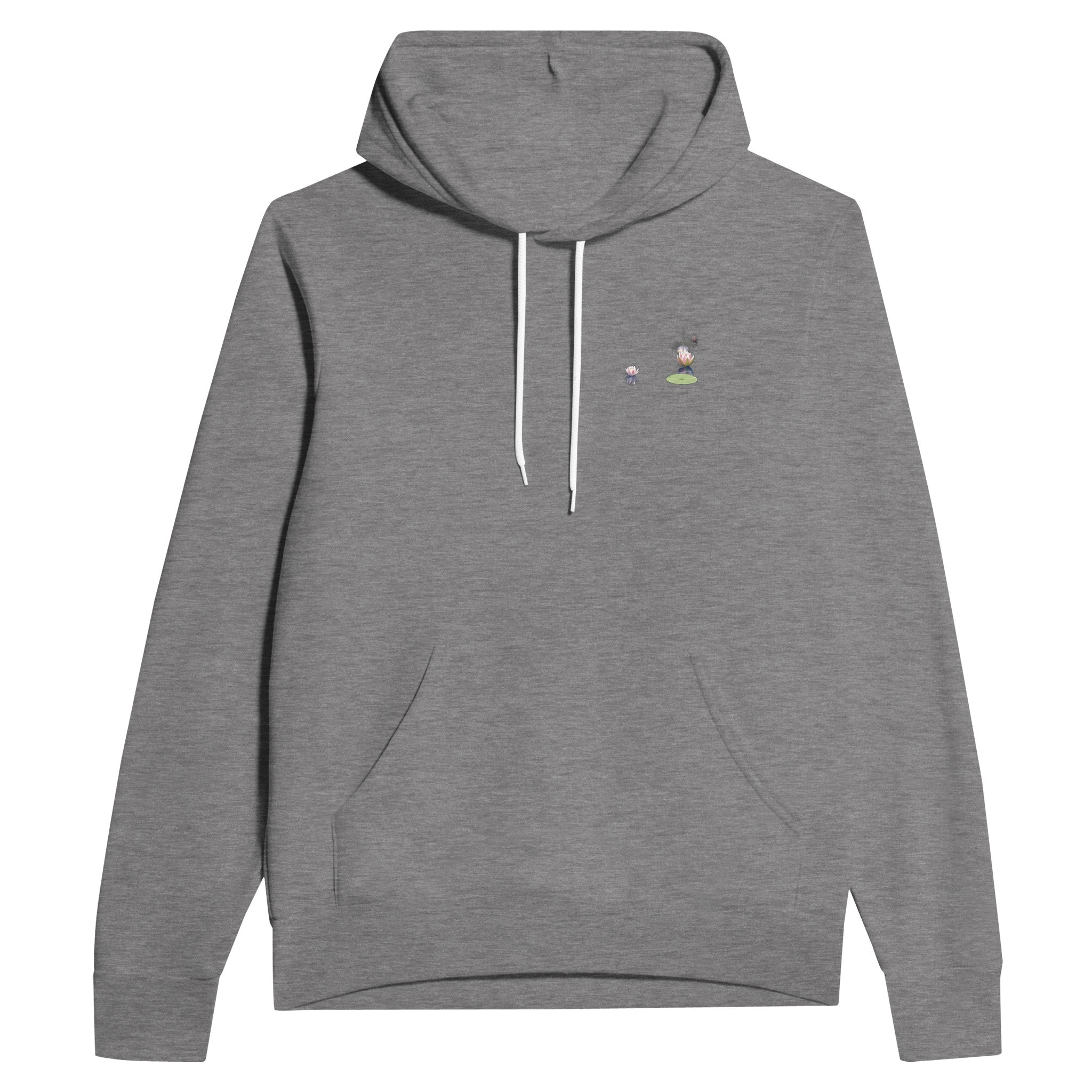 Water Lily Dragonfly Village Pond Hoodie Pullover Unisex Cotton UK Hoodie — detail view | Wild Thread Co
